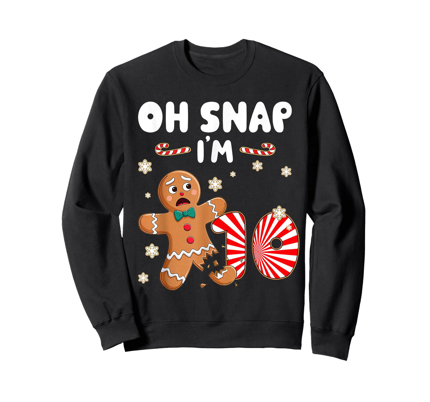 Christmas Oh Snap 10 Year Old Gingerbread Man 10th Birthday T-Shirt