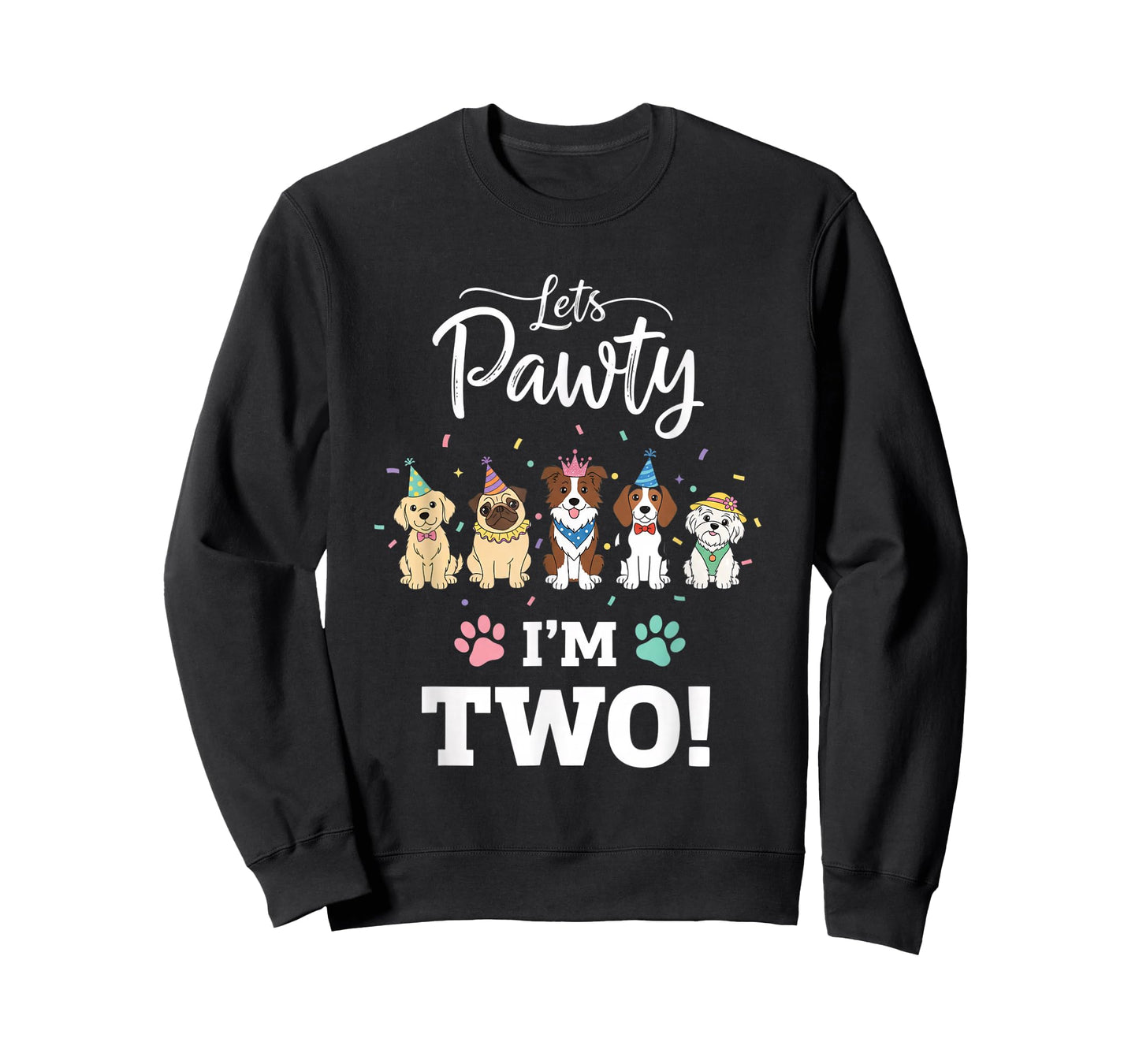 Dog Lets Pawty I'm Two! Puppy Birthday Party Design T-Shirt