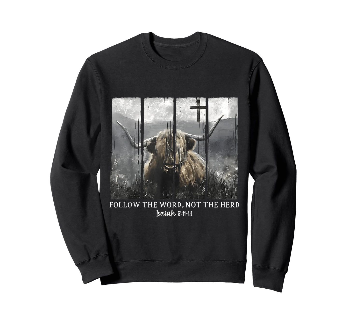 Follow The Word Not The Herd Christian Bible Highland Cow T-Shirt