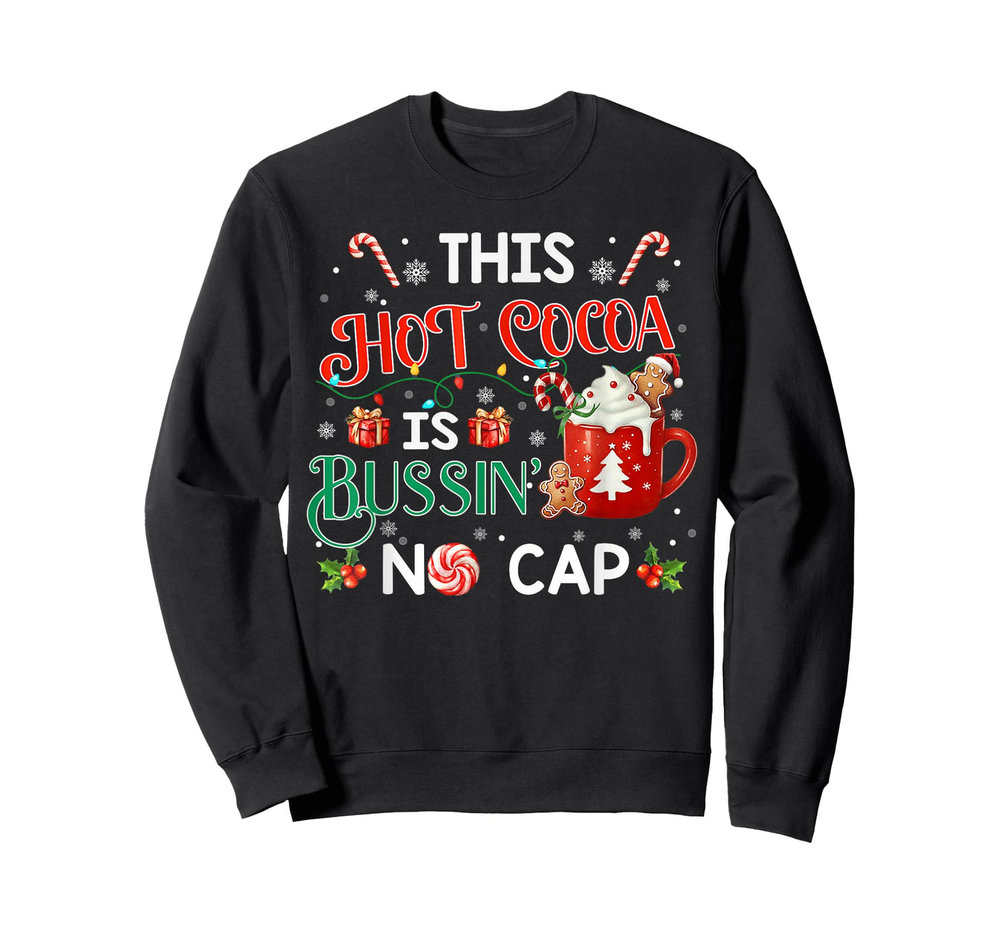 This Hot Cocoa is Bussin’ No Cap Christmas Gen Z Matching T-Shirt