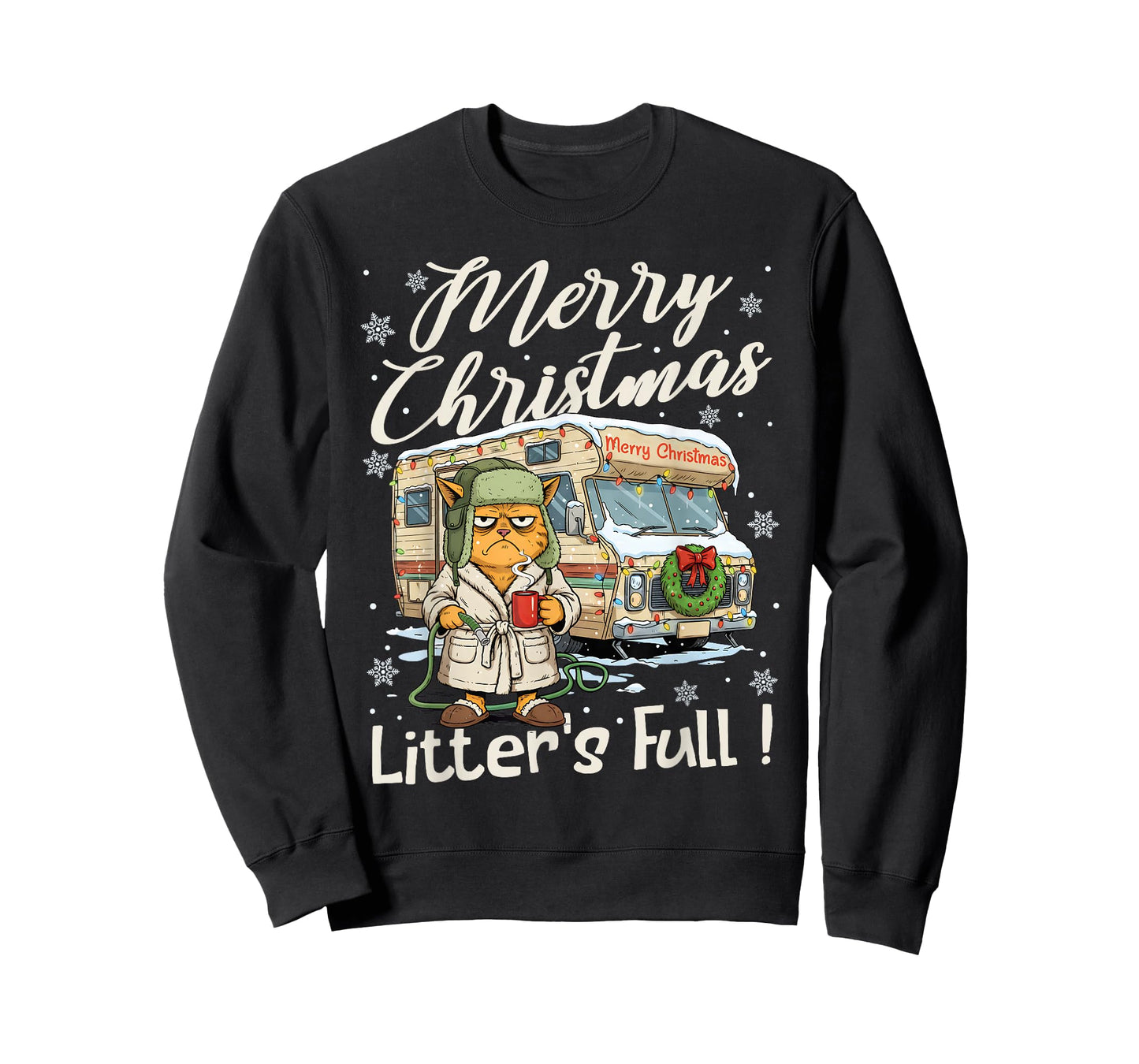 Litter's Full Funny Cat Parody Outfit Sarcastic Christmas T-Shirt