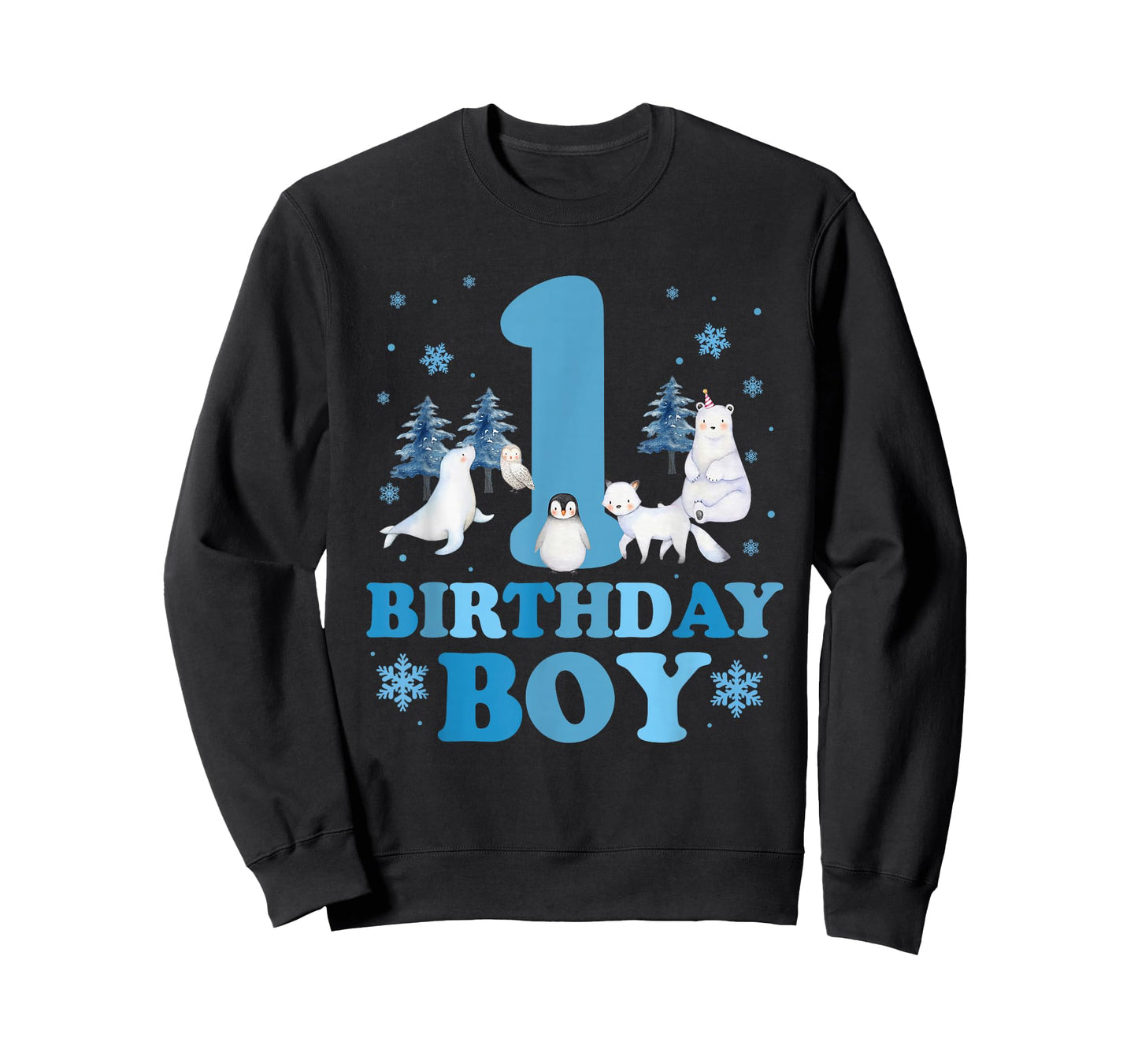 Winter 1st Birthday Boy Arctic Animals 1 Year Old Birthday T-Shirt