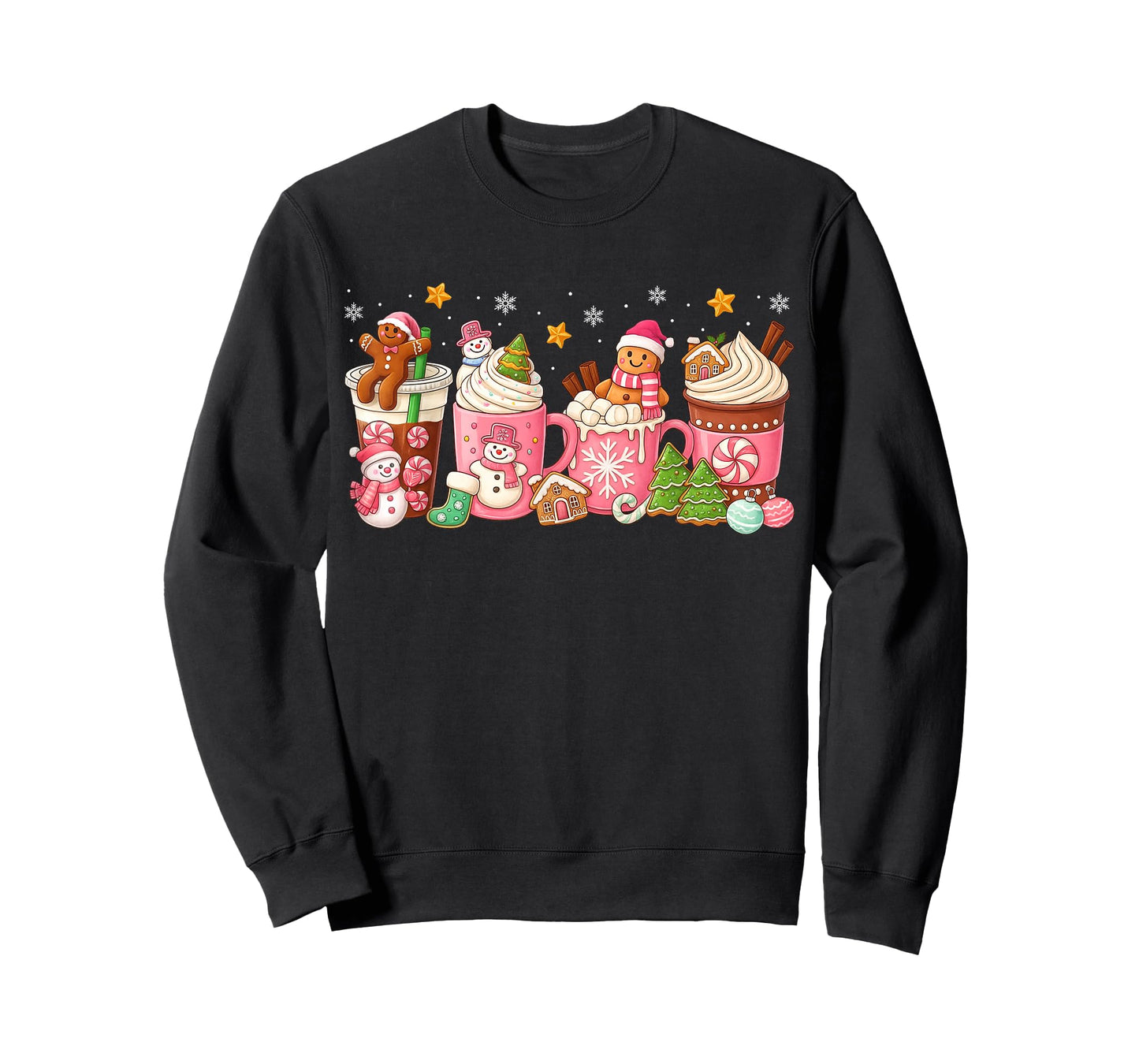 Pink Christmas Coffee Xmas Gingerbread Man Cookie Coffee T-Shirt