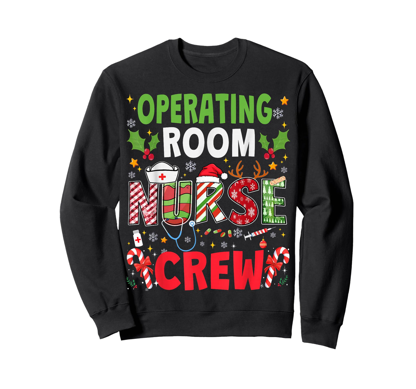 Operating Room Nurse Christmas Crew Funny Xmas Nurse Pajama T-Shirt