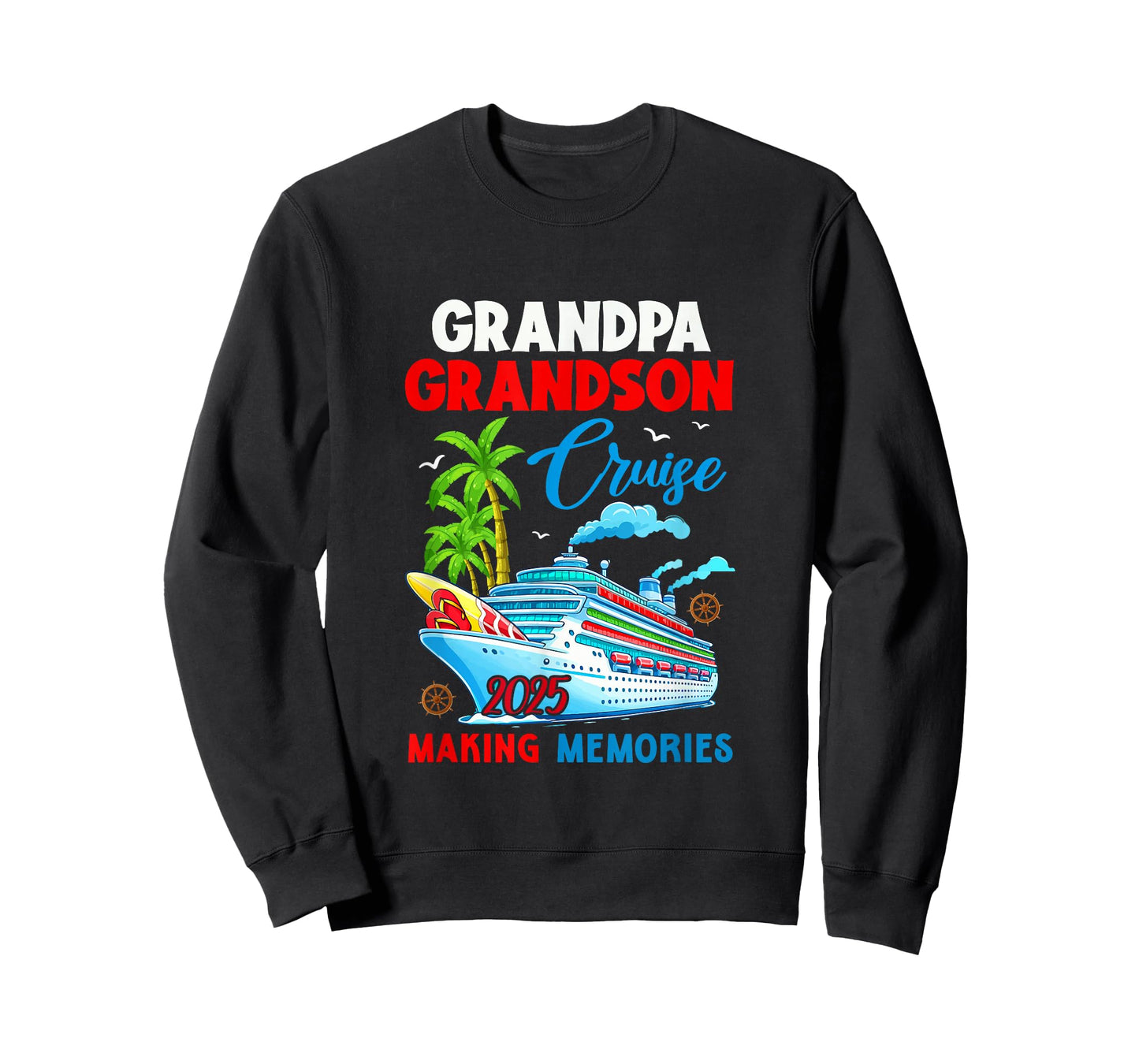 Grandpa Grandson Cruise 2025 Memories Christmas Family Kids T-Shirt