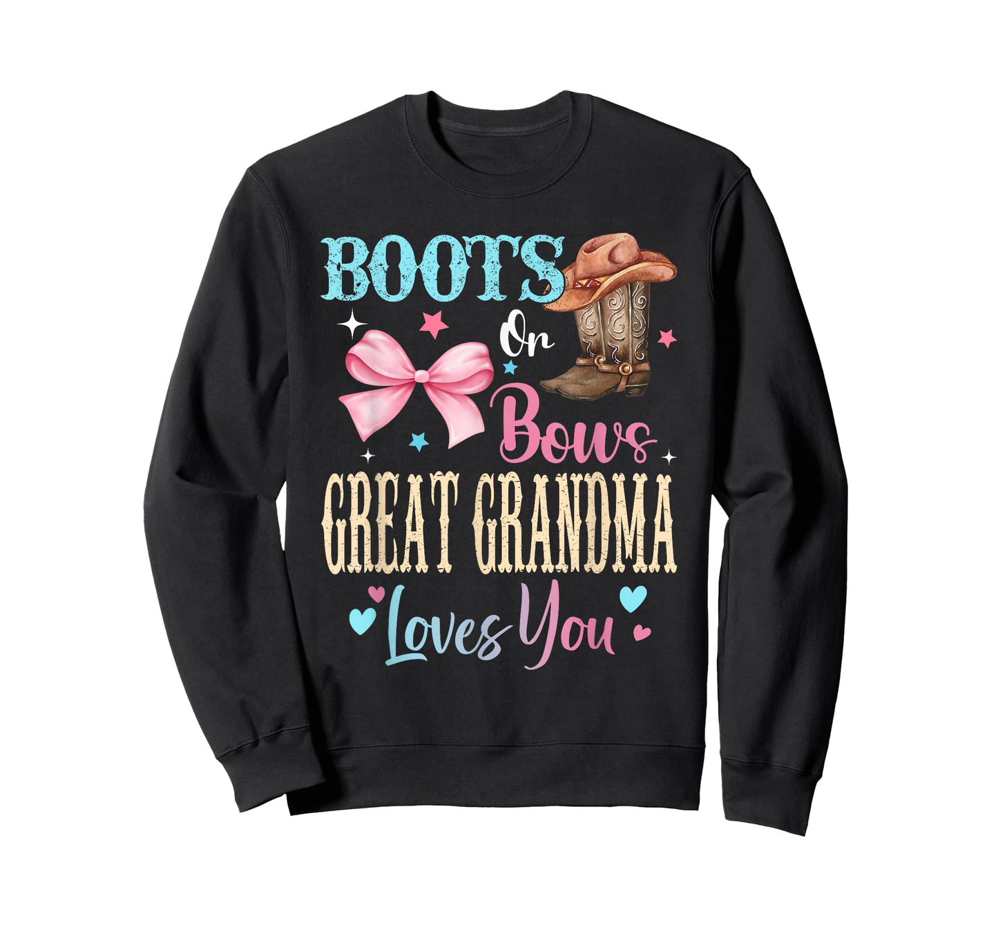 Boots or Bows Great Grandma Loves You Gender Reveal Family T-Shirt