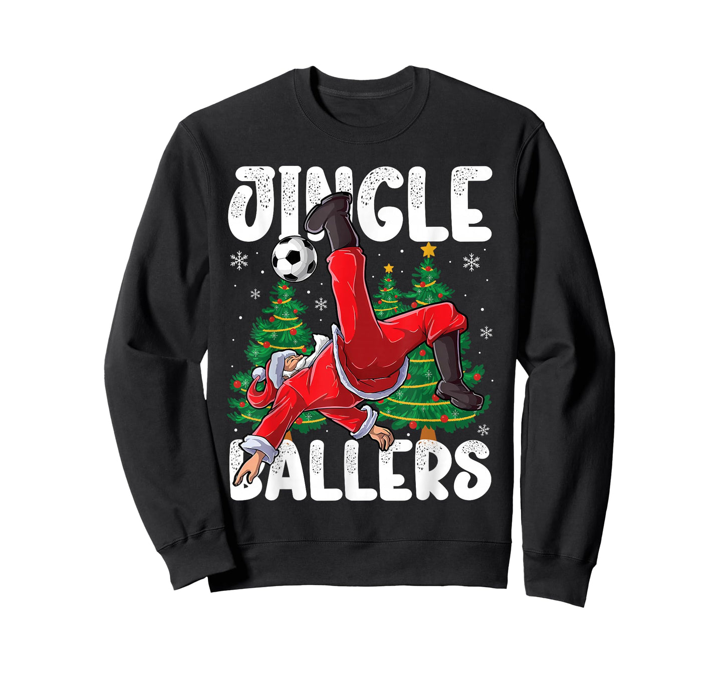 Jingle Ballers Santa Football Christmas Soccer Plaid T-Shirt