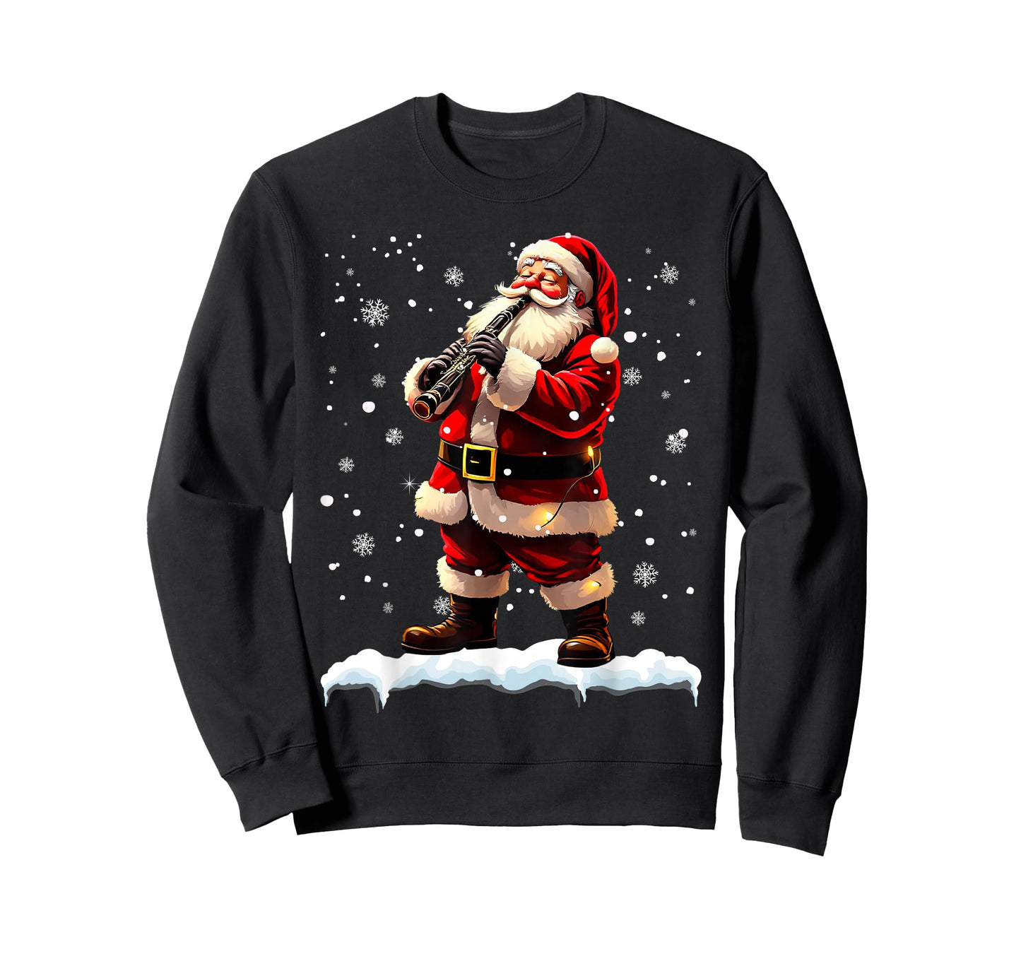 Santa Claus Playing Clarinet Christmas Xmas Music T-Shirt