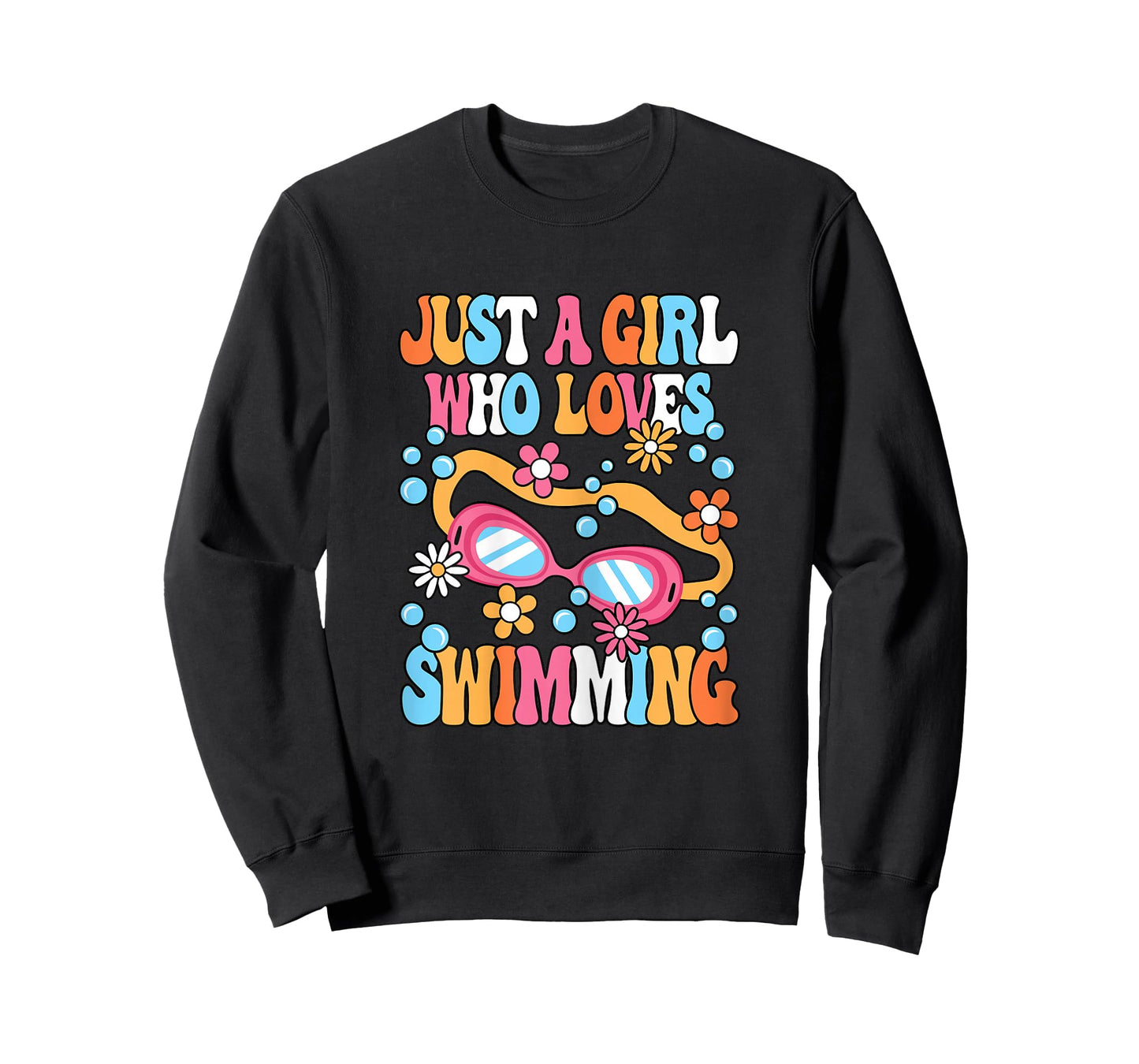 Just A Girl Who Loves Swimming Groovy Cute Swimmer Swim Kids T-Shirt