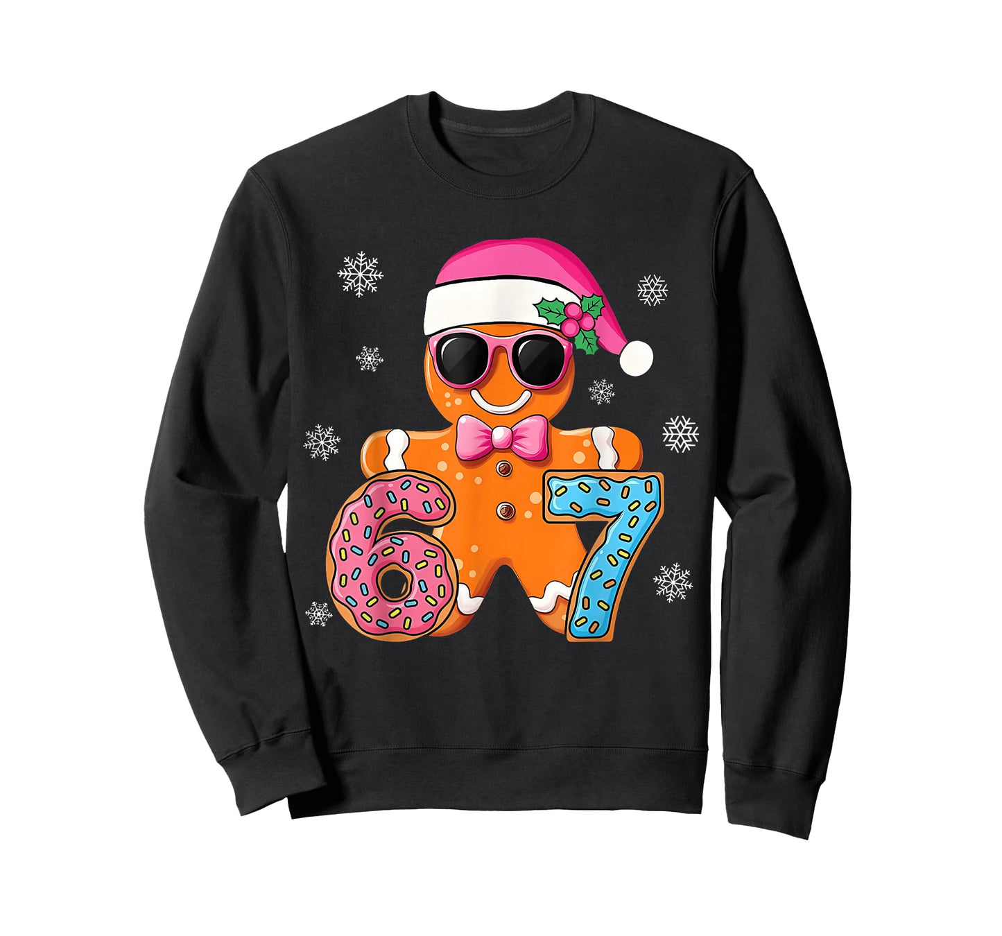 Gingerbread Six Seven 67 Meme 6 7 Funny Christmas Boys Kids T-Shirt