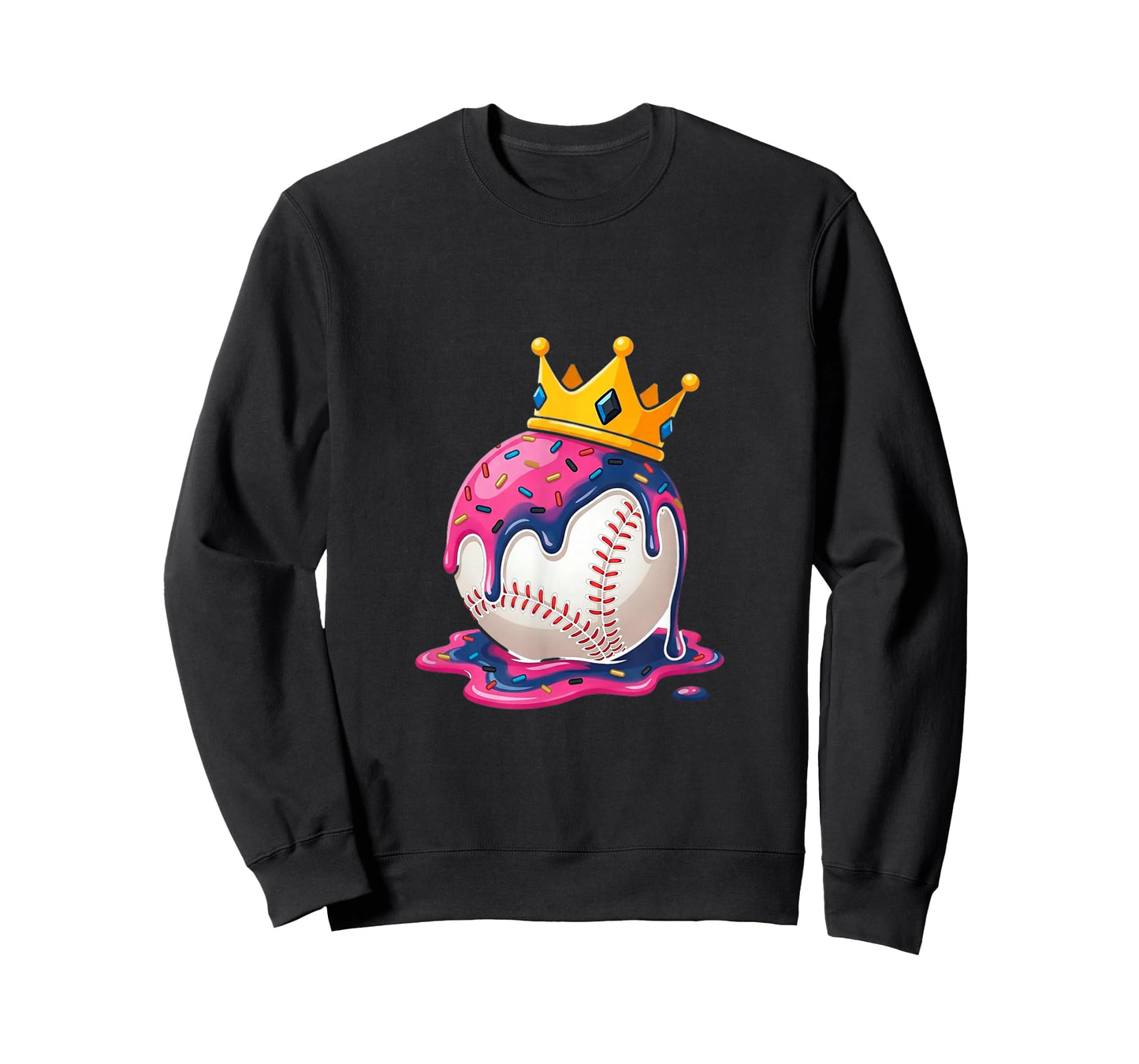 Baseball Drip Ice Cream Crown Pink Melt Ball Art T-Shirt
