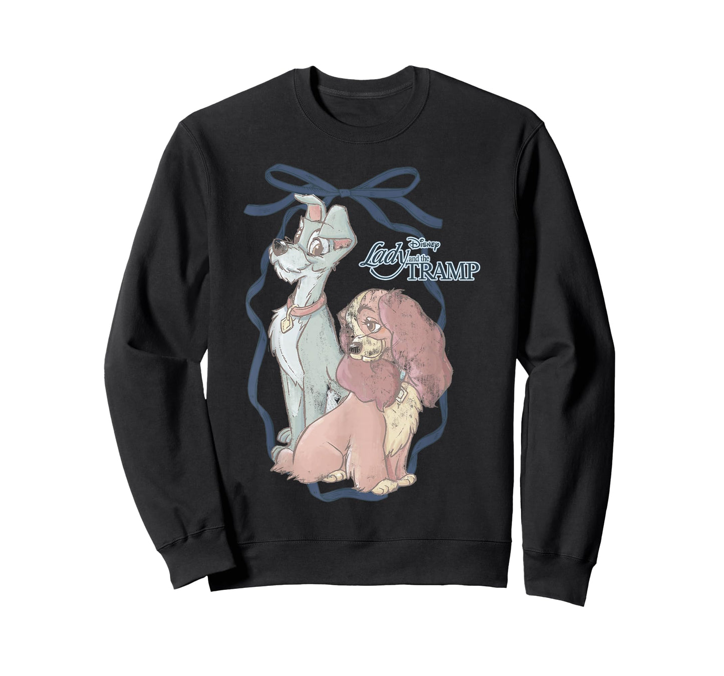Disney Lady and The Tramp Water Color Painting Bow Portrait T-Shirt