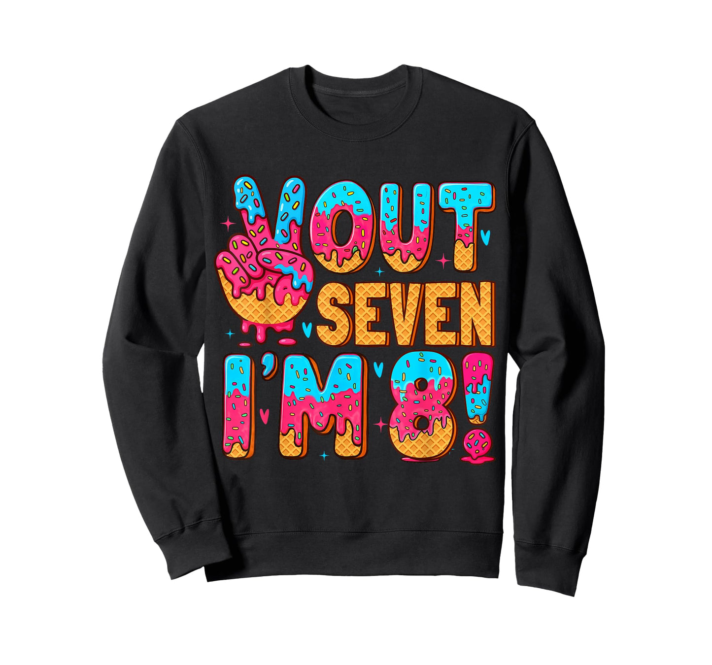 Peace Out 7 I'm 8 Eight Year Old 8th Birthday Ice Cream Drip T-Shirt
