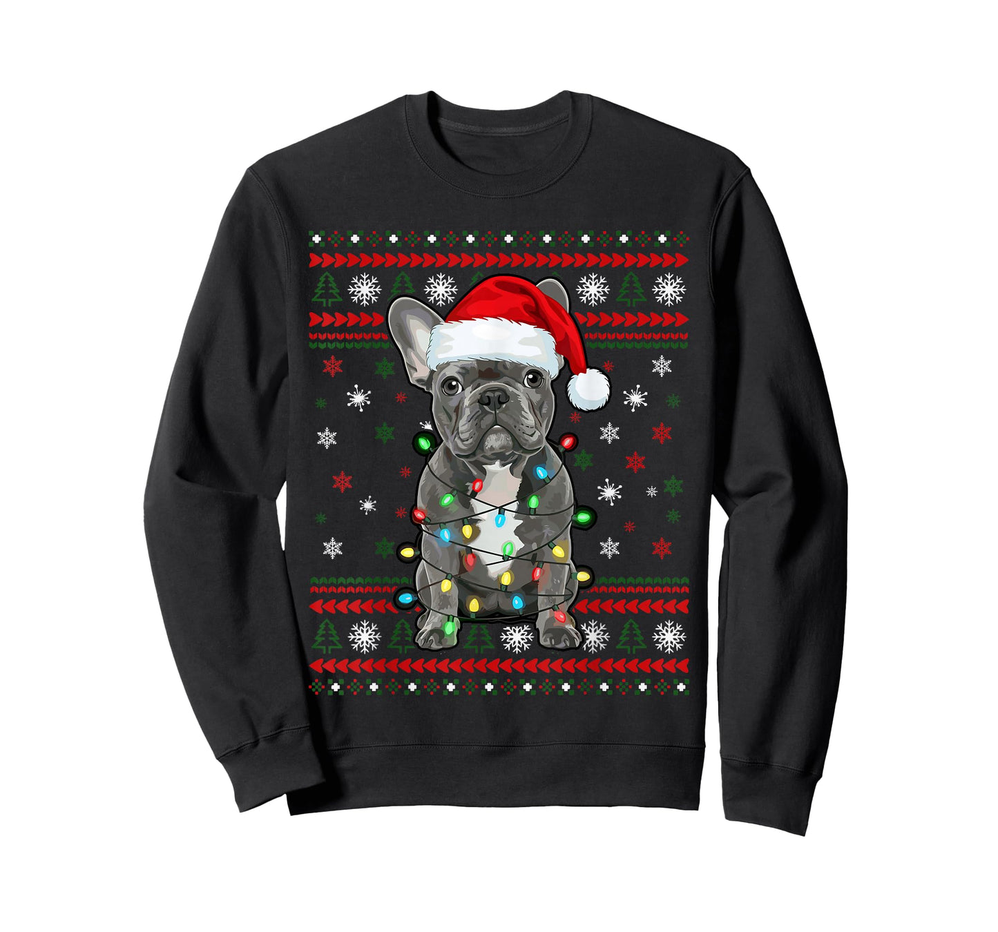 Dog Christmas, French Bulldog Christmas Lights Ugly Sweater T-Shirt