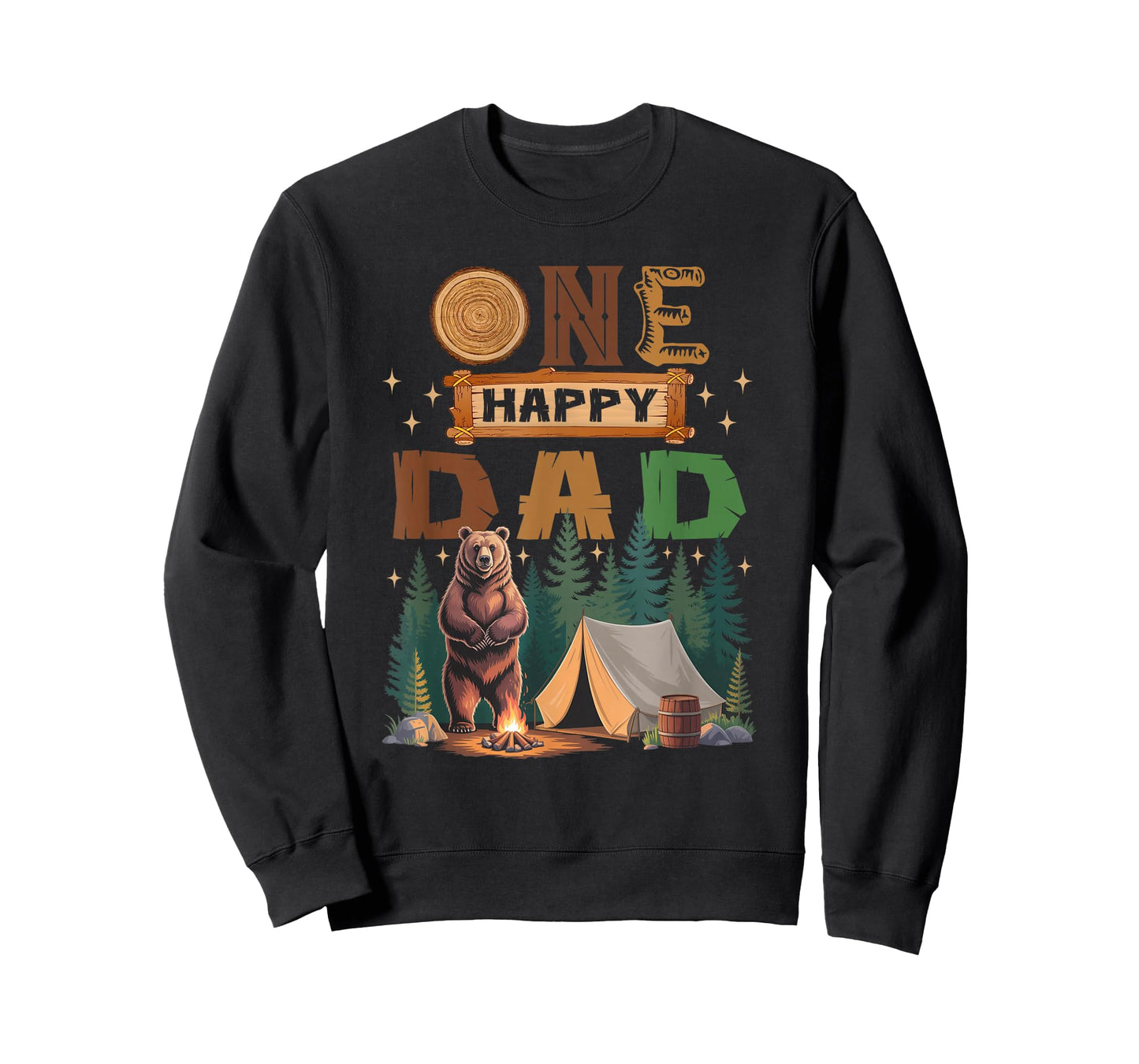 One Happy Dad Camper 1St Birthday Camping Bear T-Shirt