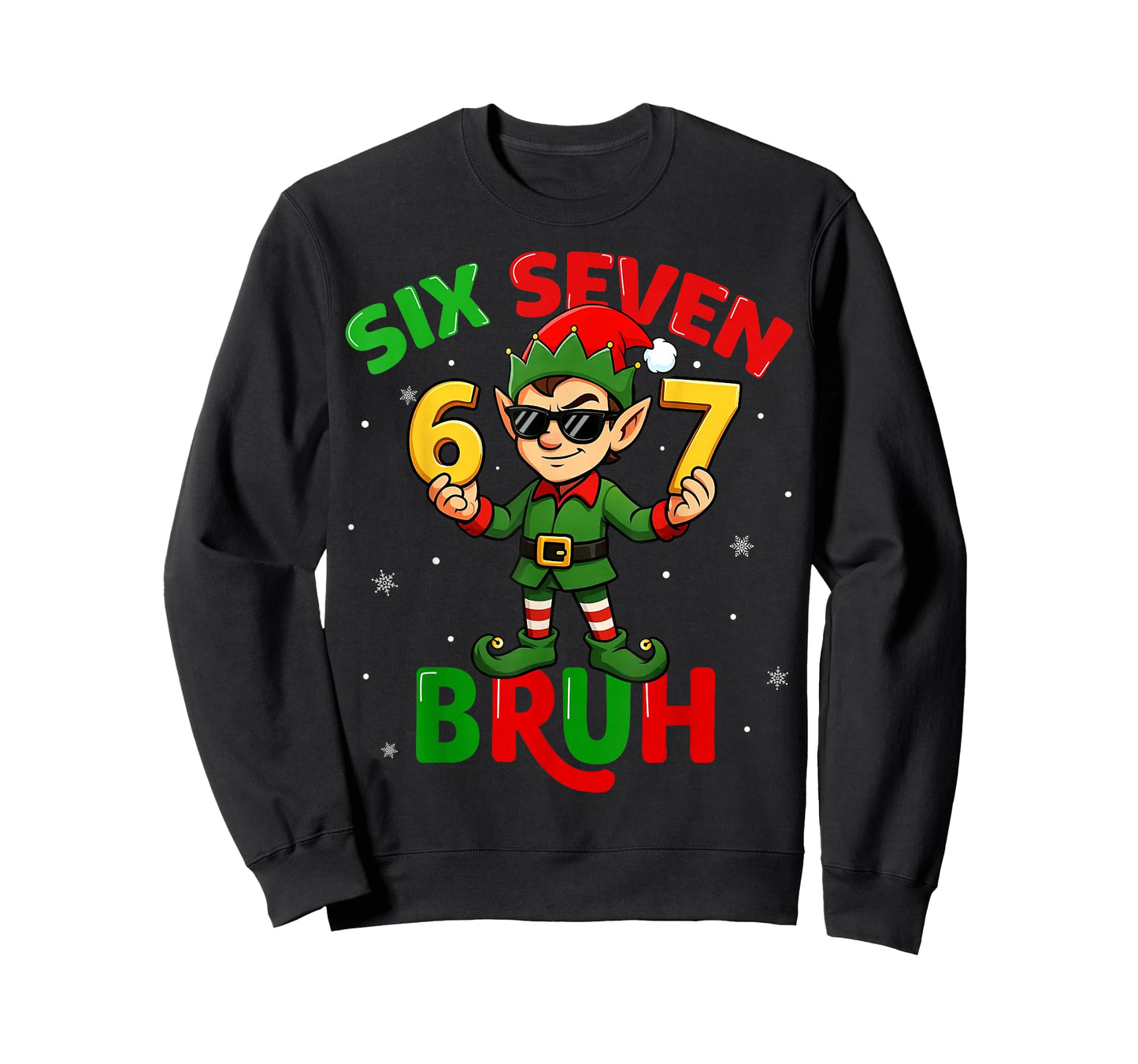 Bruh 67 Six Seven 6 7 Meme Elf Christmas Funny Boy Girl Kids T-Shirt