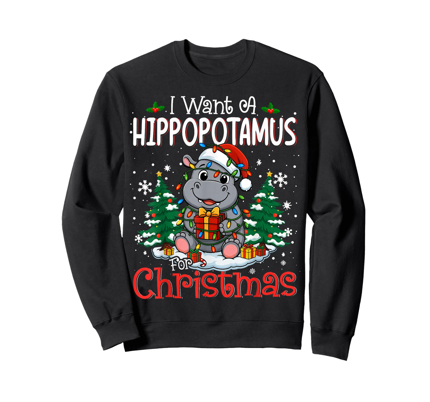 I Want a Hippopotamus for Christmas Cute Hippo Tee T-Shirt