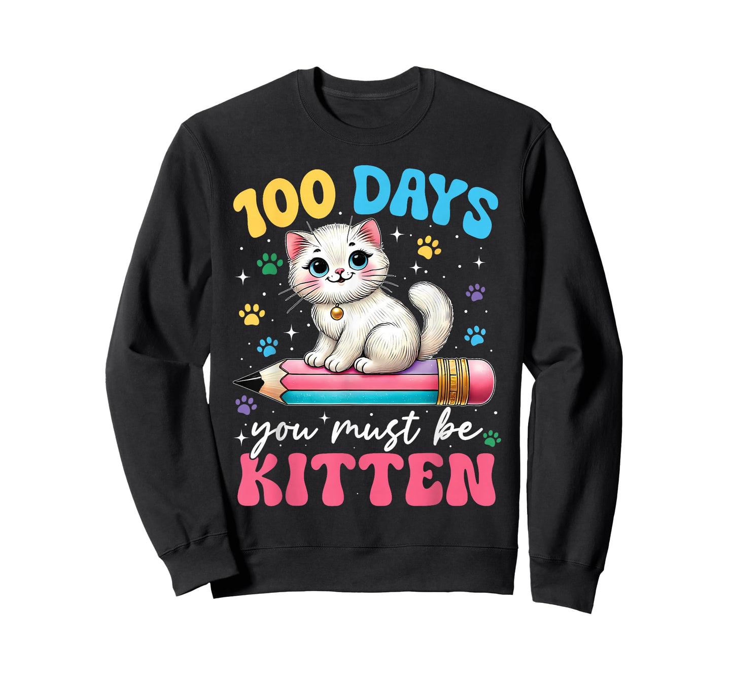 100th Day of School Cat You Must Be Kitten for Kids Girls T-Shirt