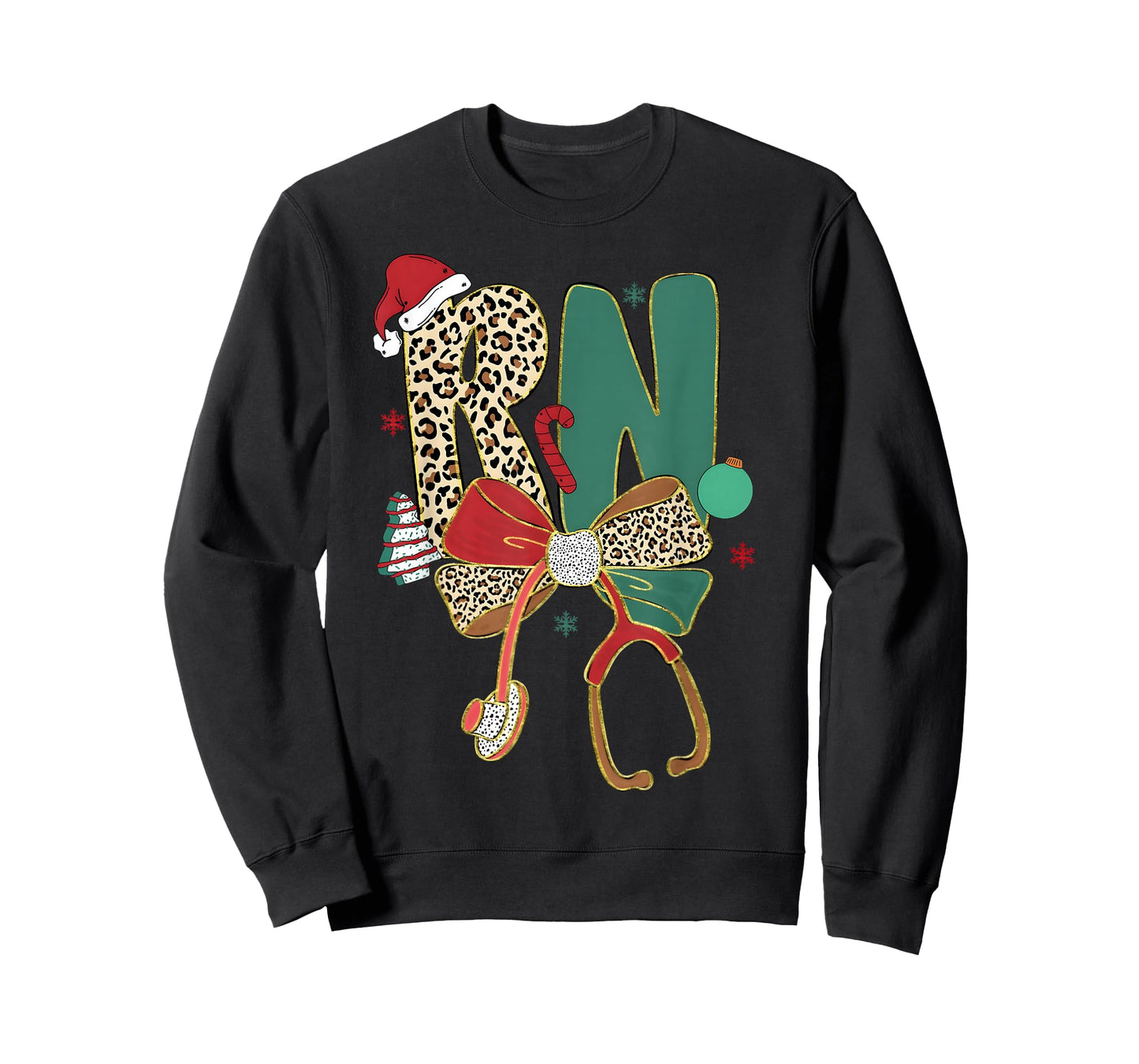 RN Nurse Merry Christmas Coquette Bow Leopard Men Women T-Shirt