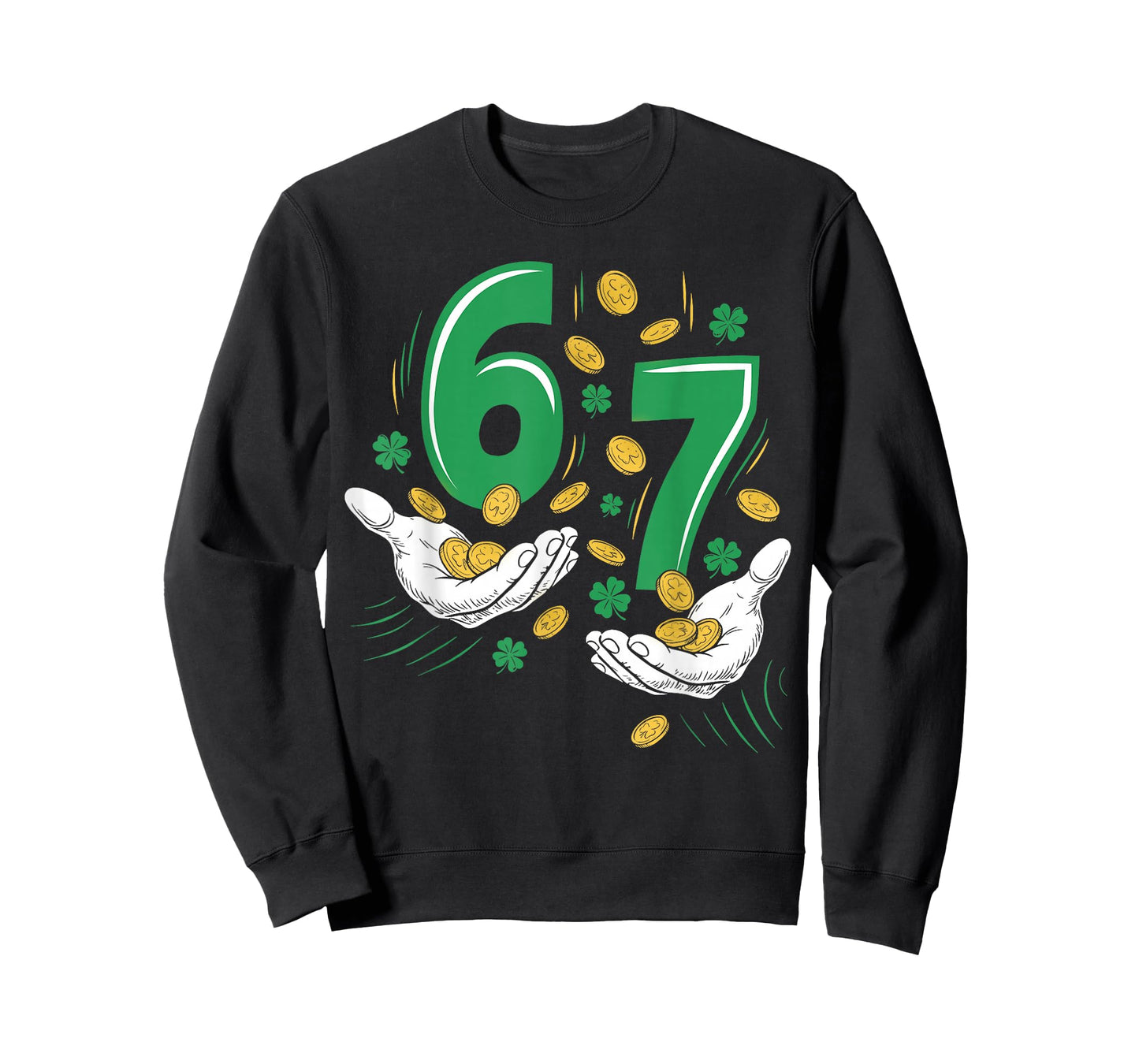 Six Seven Meme 67 Hands Funny St Patrick's Day Shamrocks T-Shirt