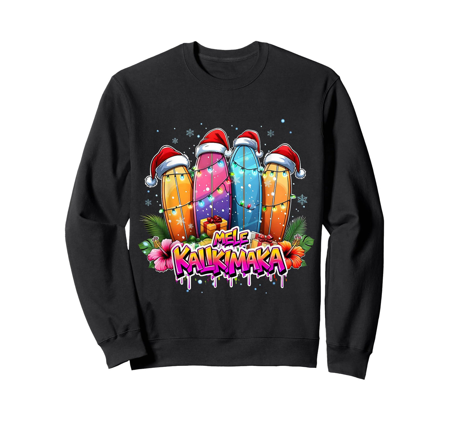 Mele Kalikimaka Surfboard Christmas Vibes T-Shirt