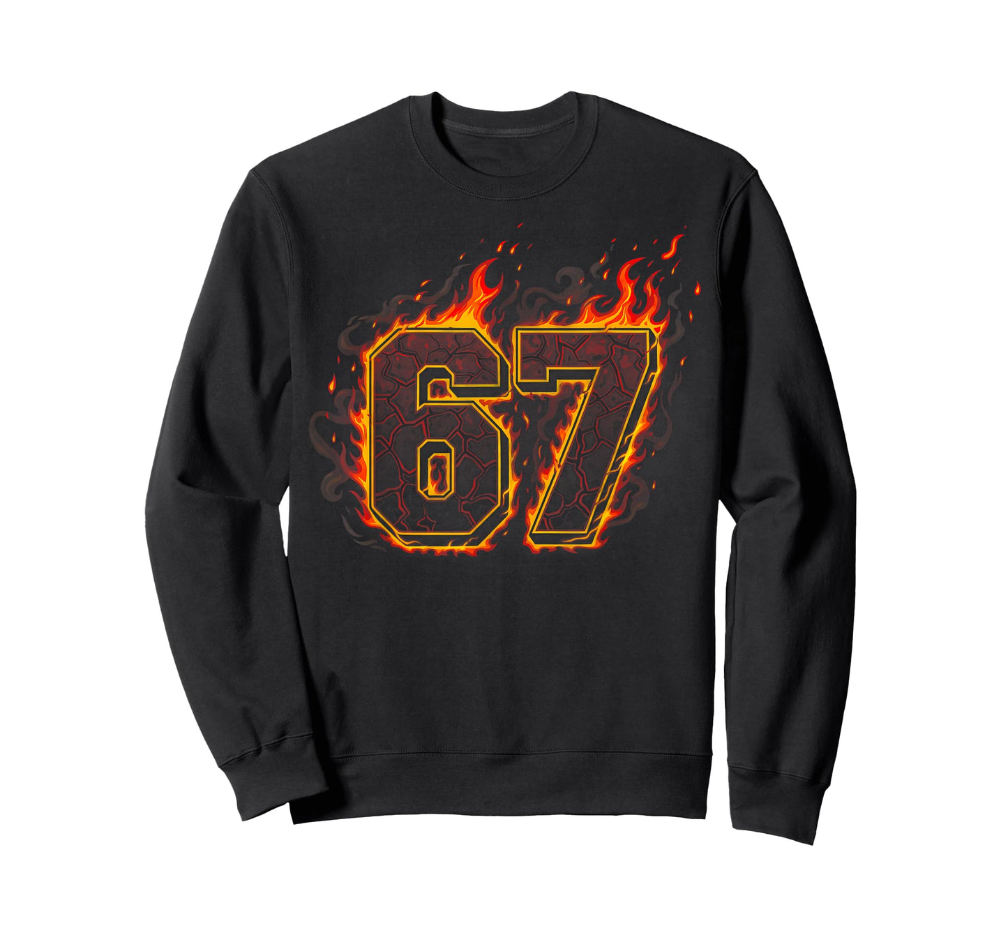 Six Seven 67 Meme Flames Fire Funny Gen Alpha Slang Kids T-Shirt