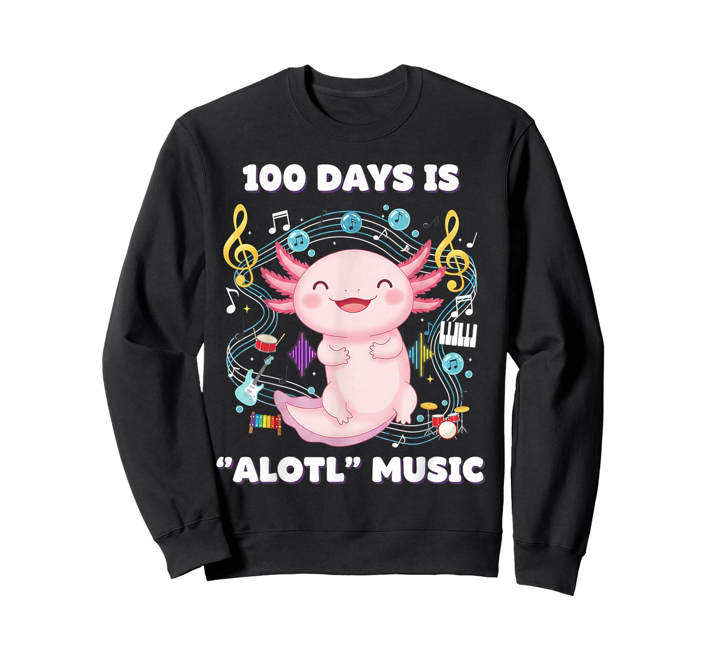 Cute Axolotl 100 Days of School Music Teacher ALOTL of Music T-Shirt