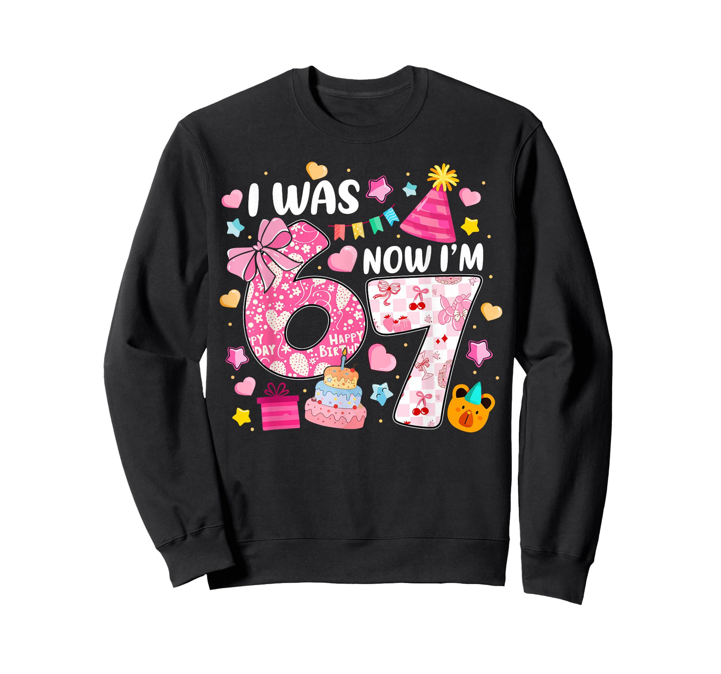 I was 6 Now I'm 7 Year Old Birthday 6 7 Birthday Kids Party T-Shirt