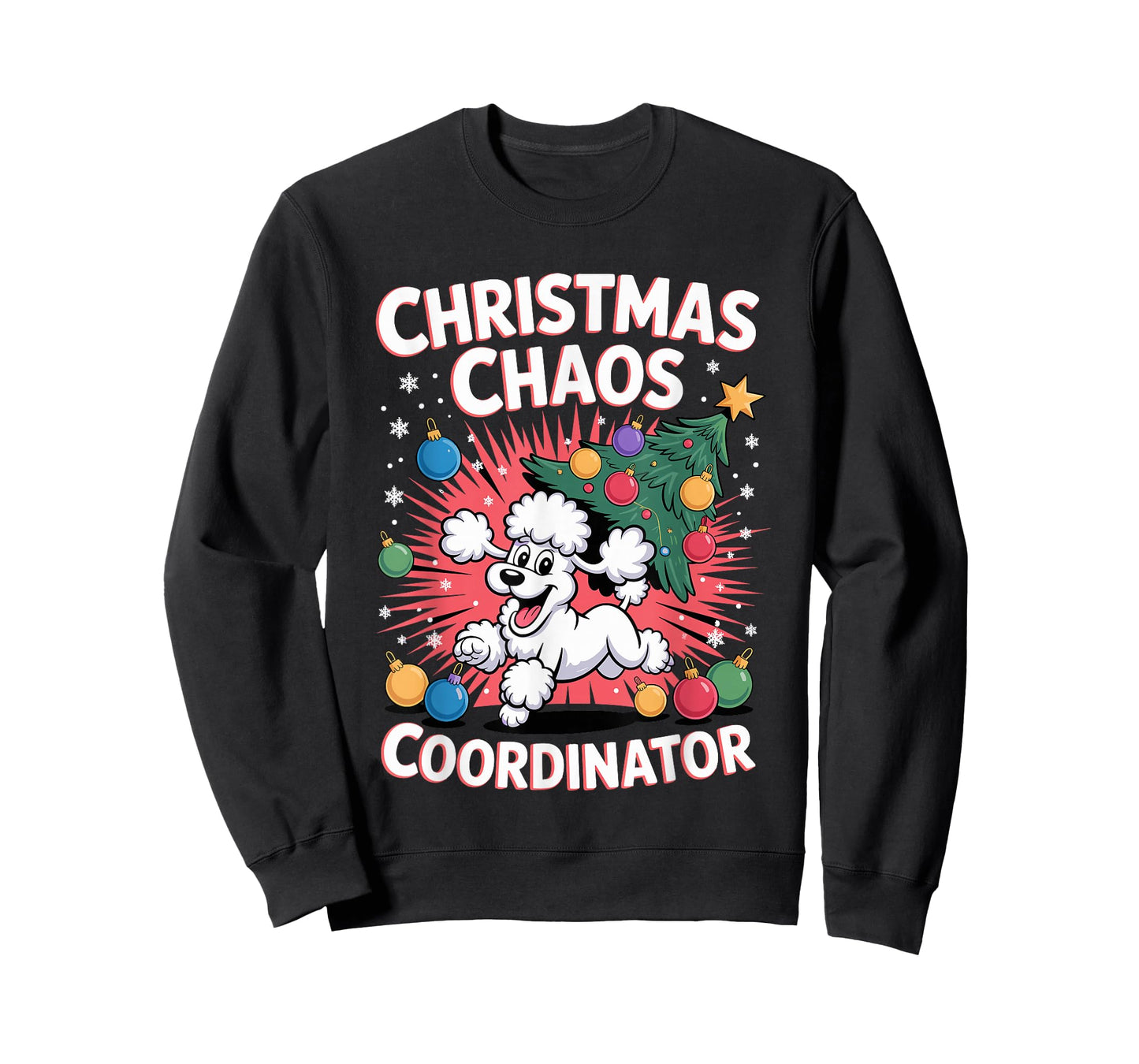 Christmas Chaos Coordinator Xmas Puppy Funny Poodle T-Shirt
