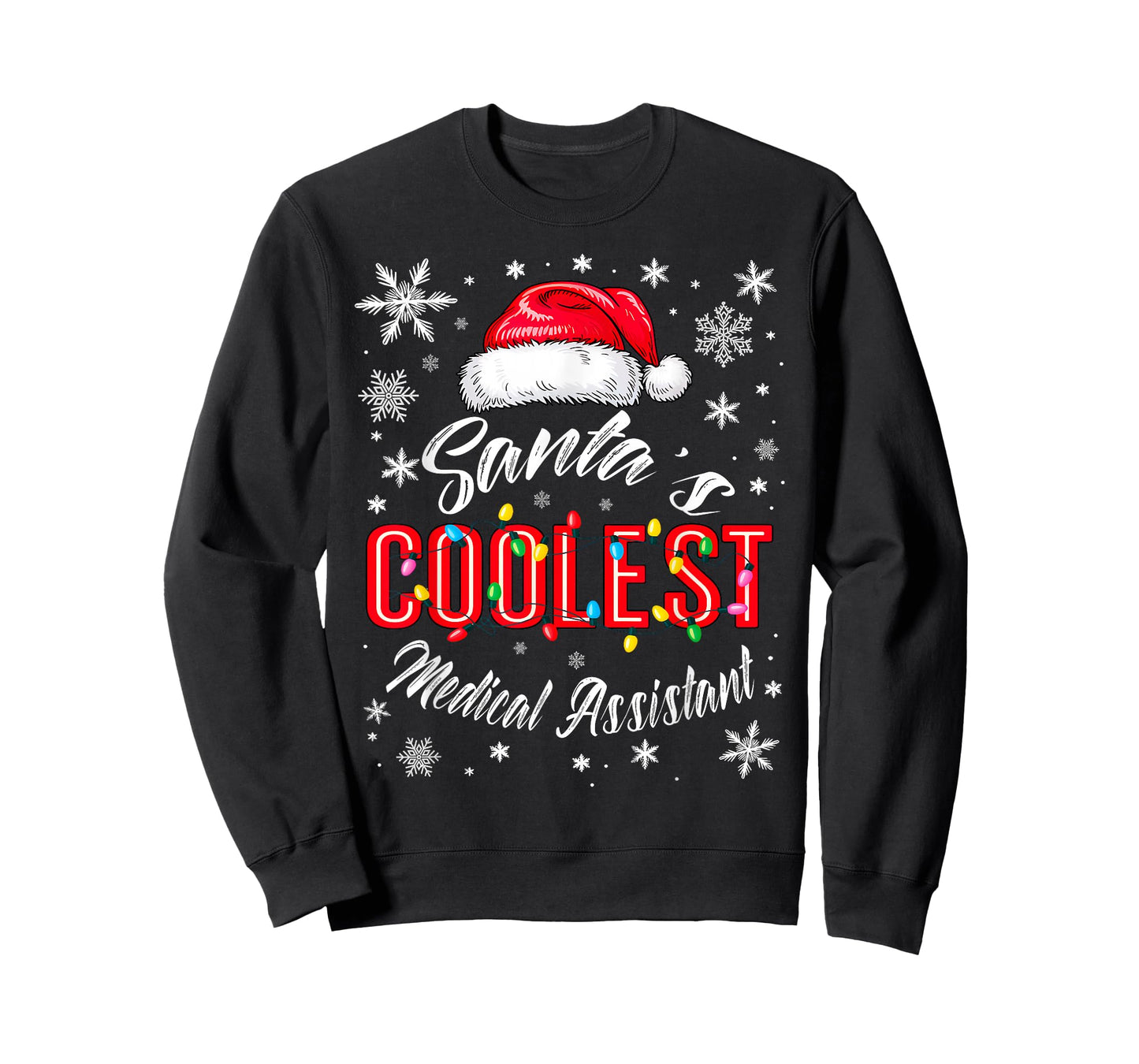 Santa's Coolest Medical Assistant Christmas Lights Clinic T-Shirt