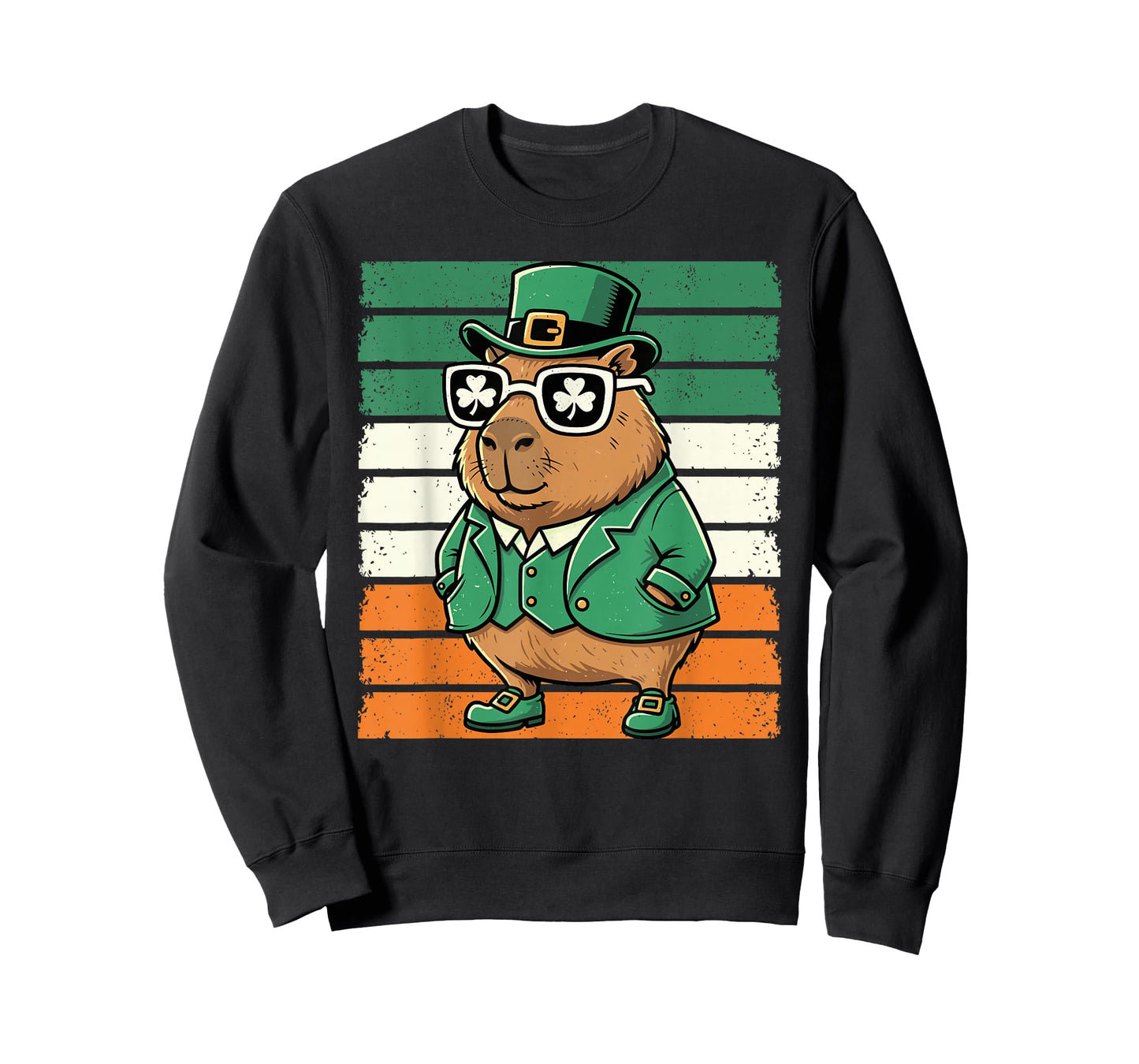 Retro Capybara St Patty's Shamrock Funny St Patrick's Day T-Shirt