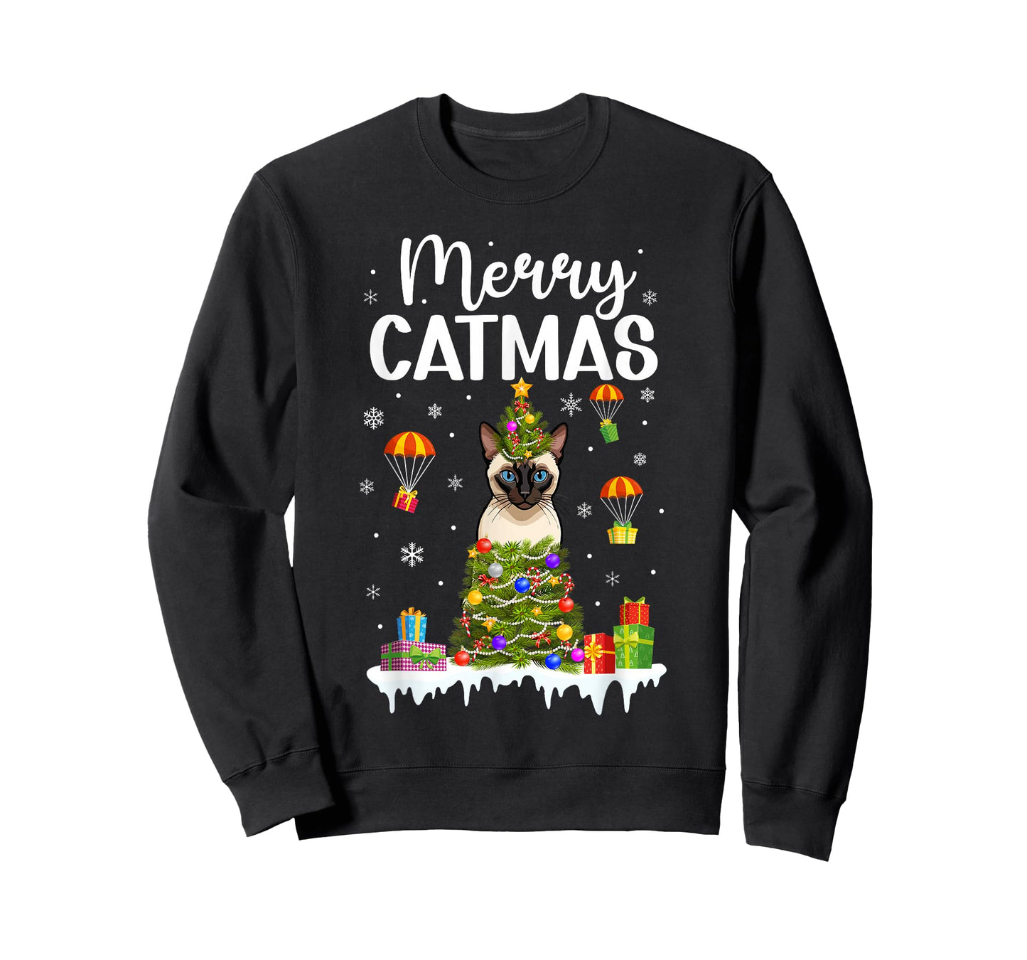 Merry Catmas Siamese Christmas Siamese Cat Xmas Party T-Shirt