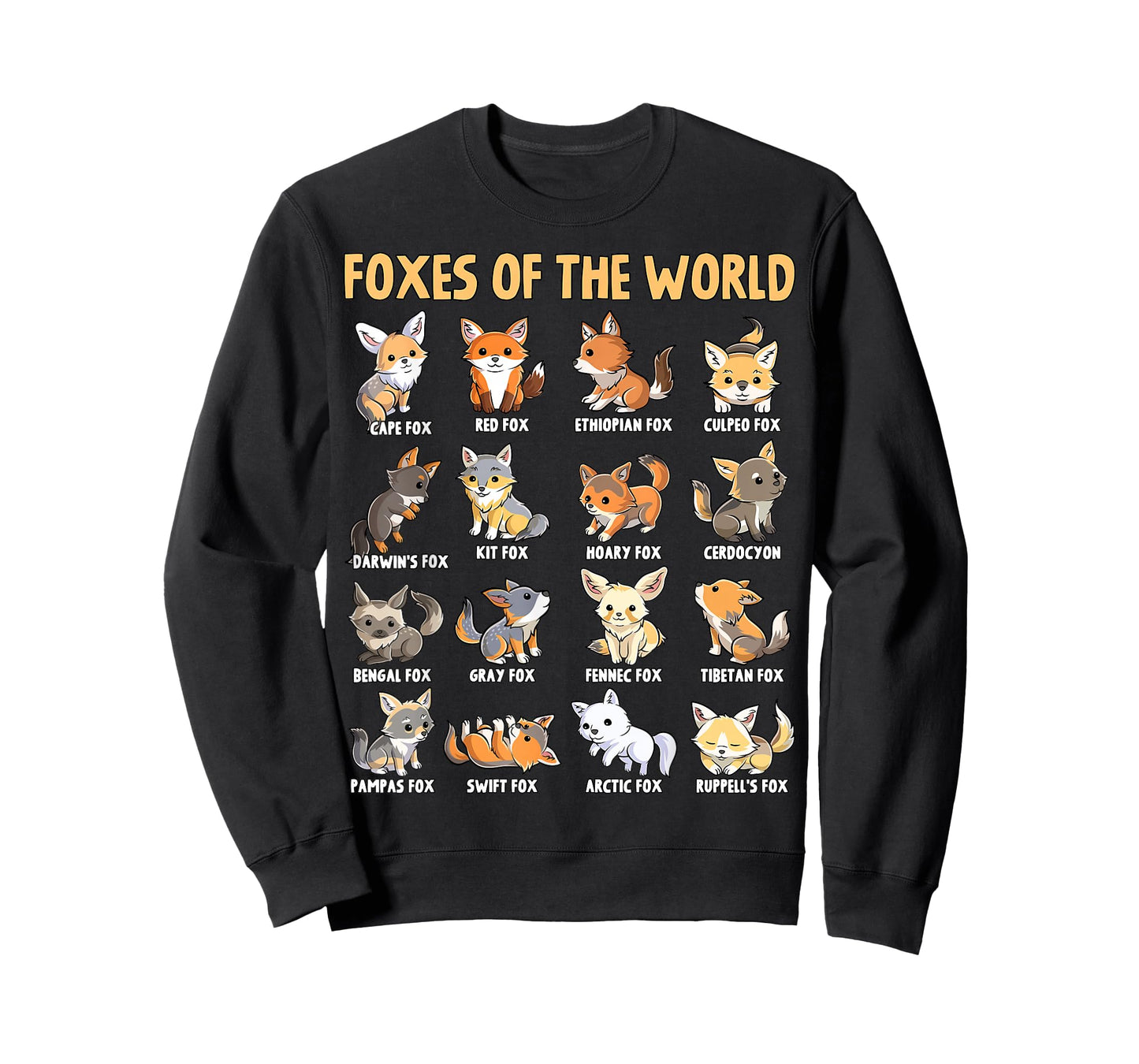 Kawaii Foxes of The World Funny Educational Animal Fox Lover T-Shirt
