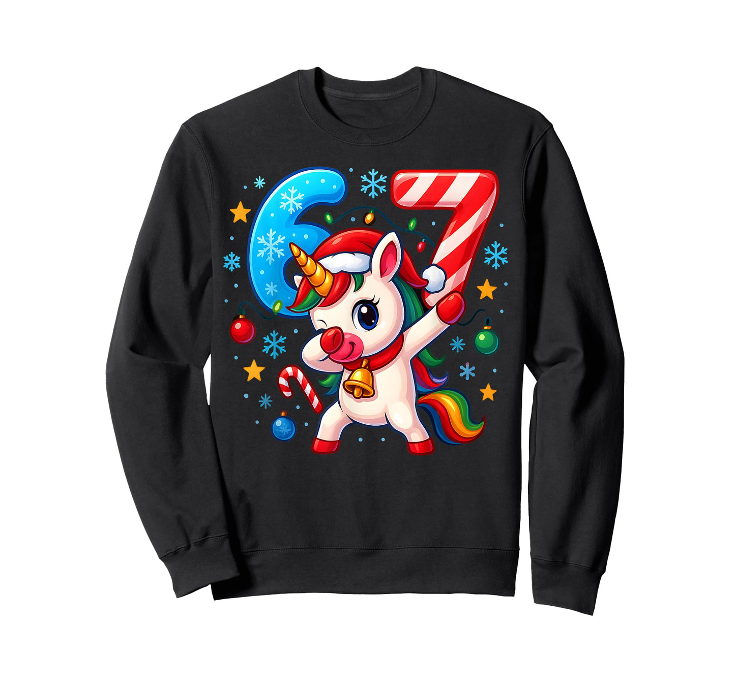 Christmas Unicorn 67 Funny 6 7 Meme Girls Kids Xmas 6-7 Cute T-Shirt