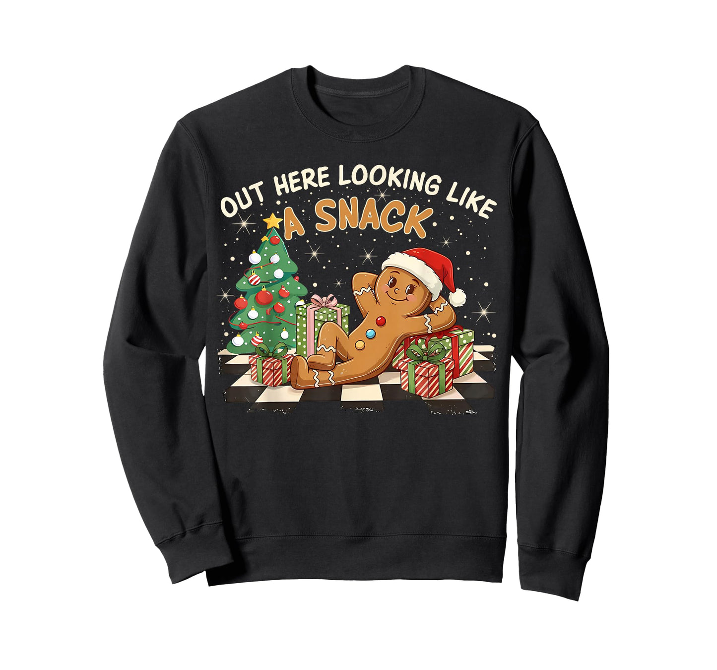 Out Here Looking Like A Snack Funny Gingerbread Man Xmas PJs T-Shirt