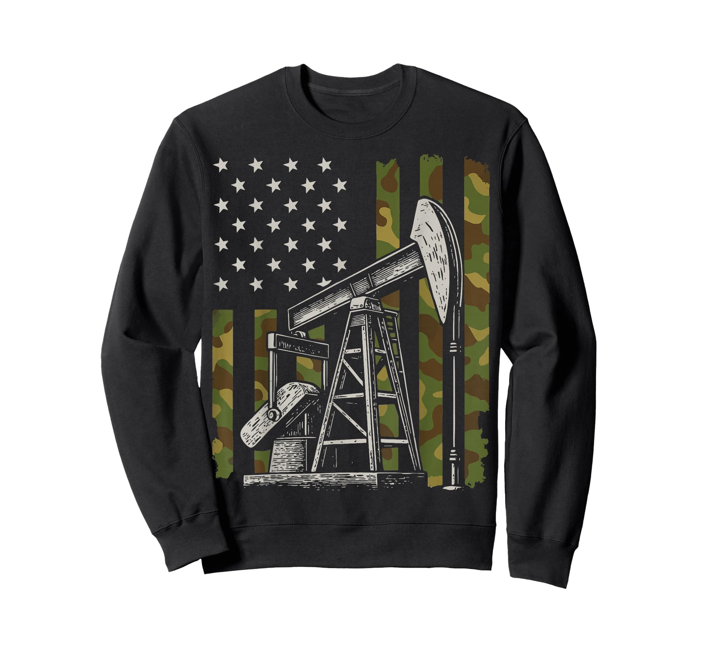 Oil Drilling Machinery US Flag Oilfield Worker T-Shirt