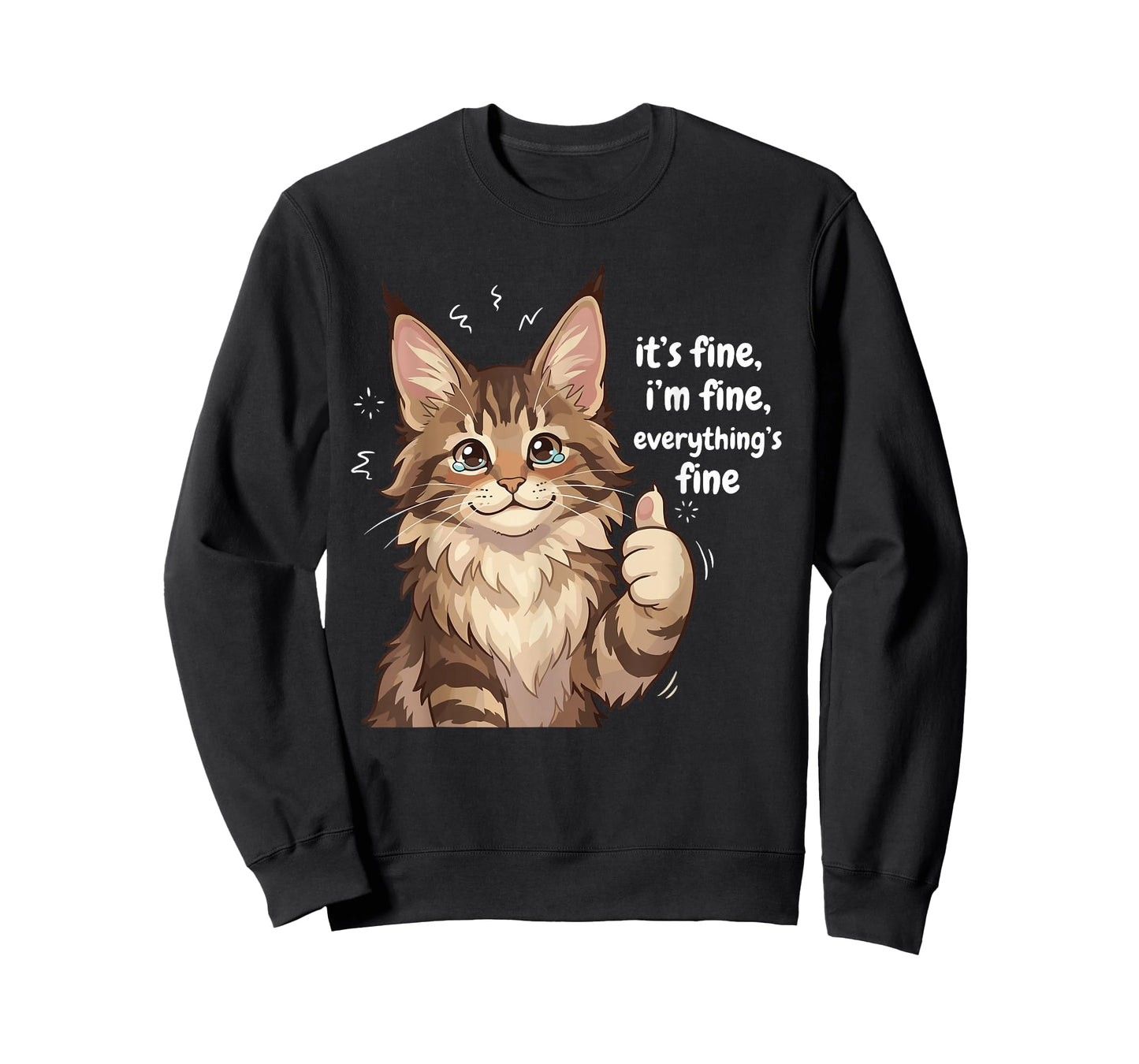 Maine Coon Cat Meme It's fine I'm fine Everything's Kitty T-Shirt