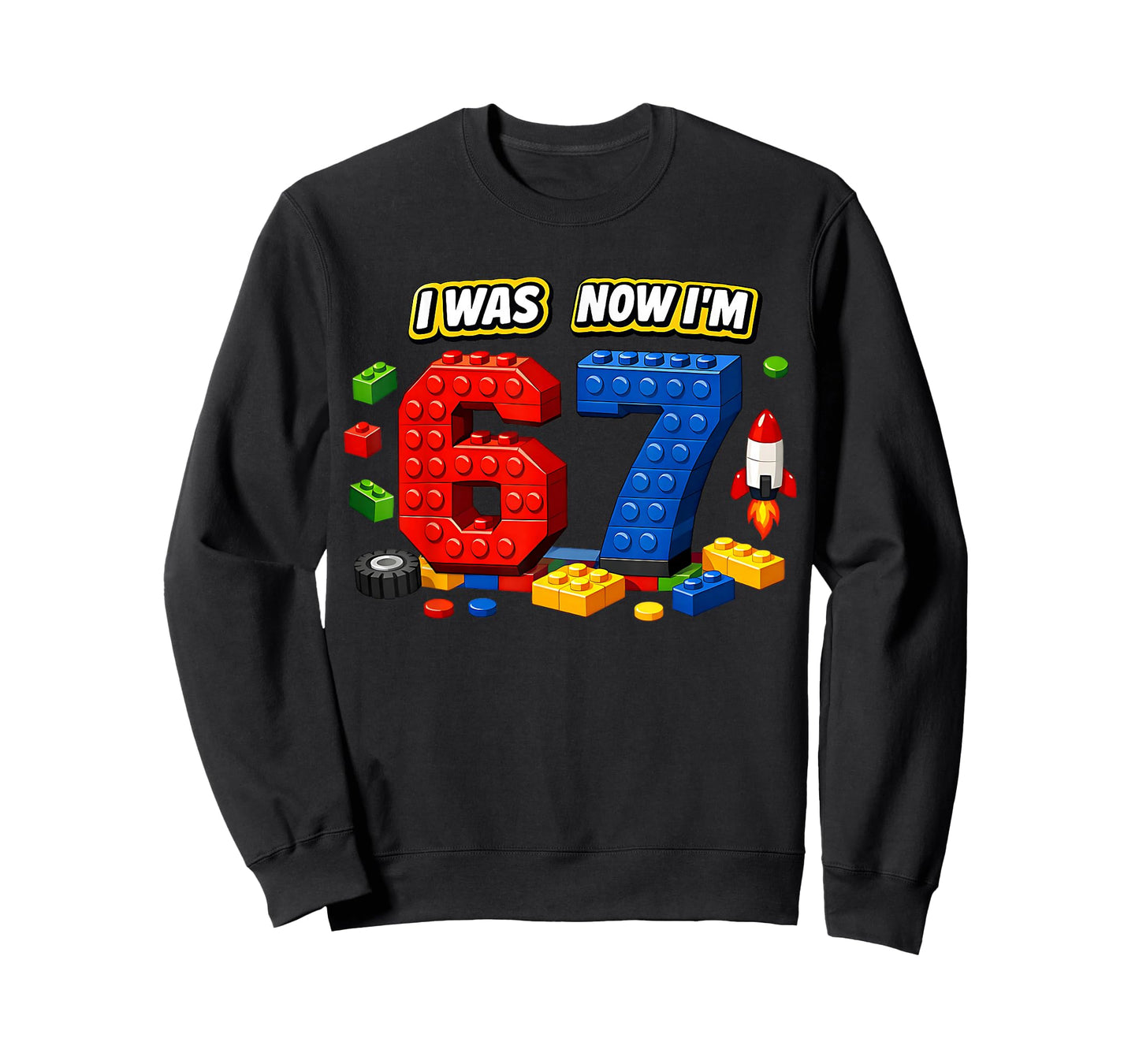 I was Six Now I'm Seven 6 7 Blocks 67 Meme 7th Birthday T-Shirt