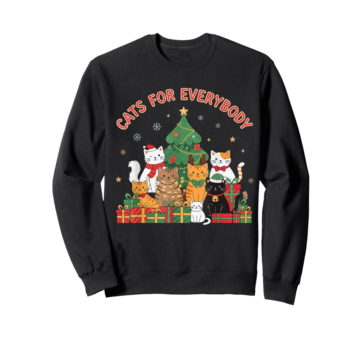 Cats for Everybody Christmas Cat Funny Xmas Women Santa T-Shirt