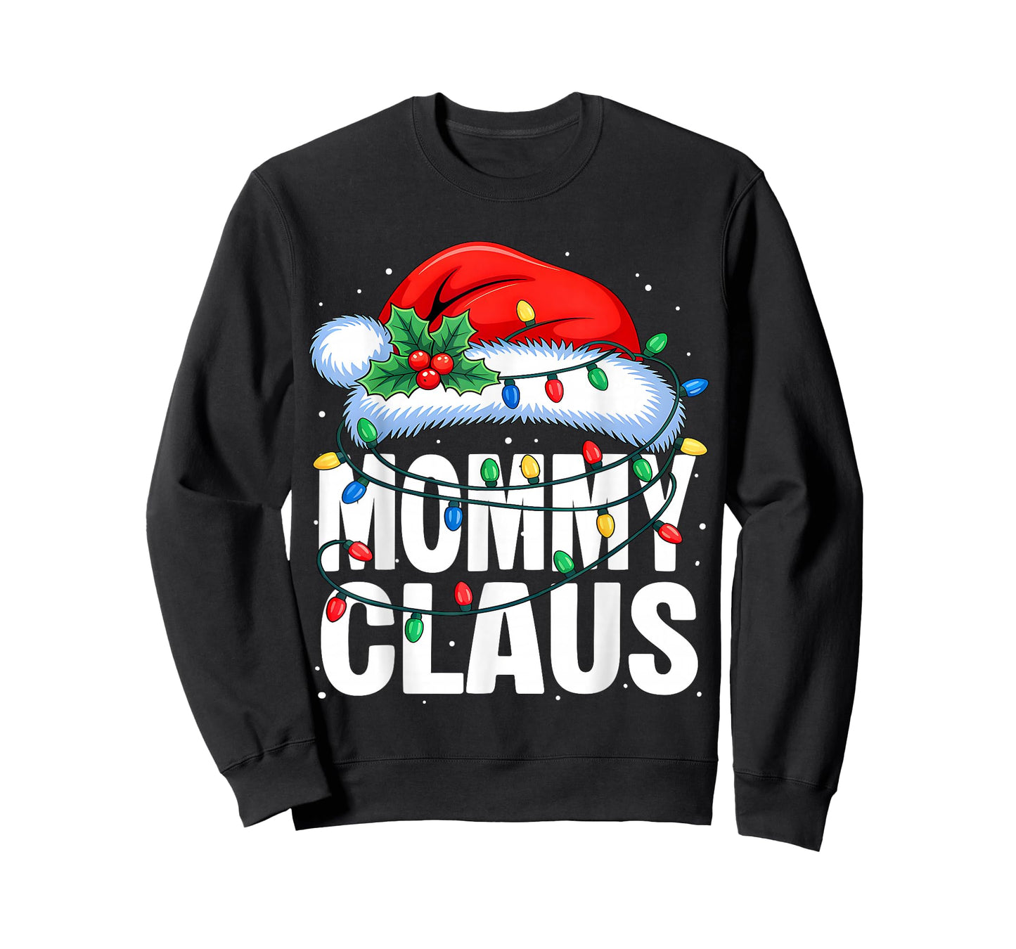 Mommy Claus Christmas Lights Pajama Family Matching Xmas T-Shirt