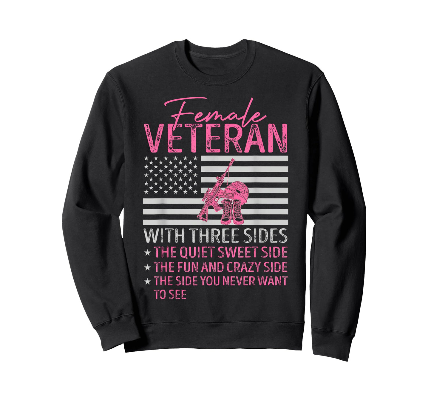 Womens Female Veteran with Three Sides Mom Mother Grandma T-Shirt