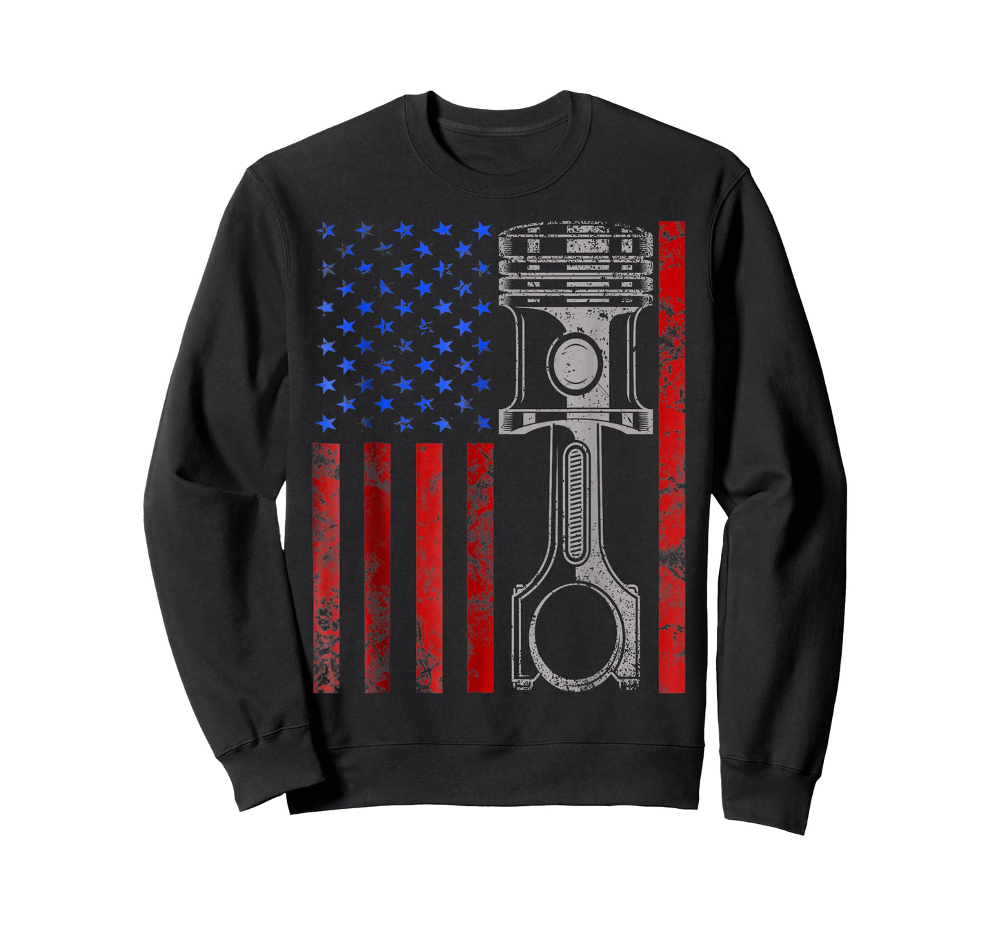 American Flag Piston Muscle Car Patriotic Vintage T-Shirt