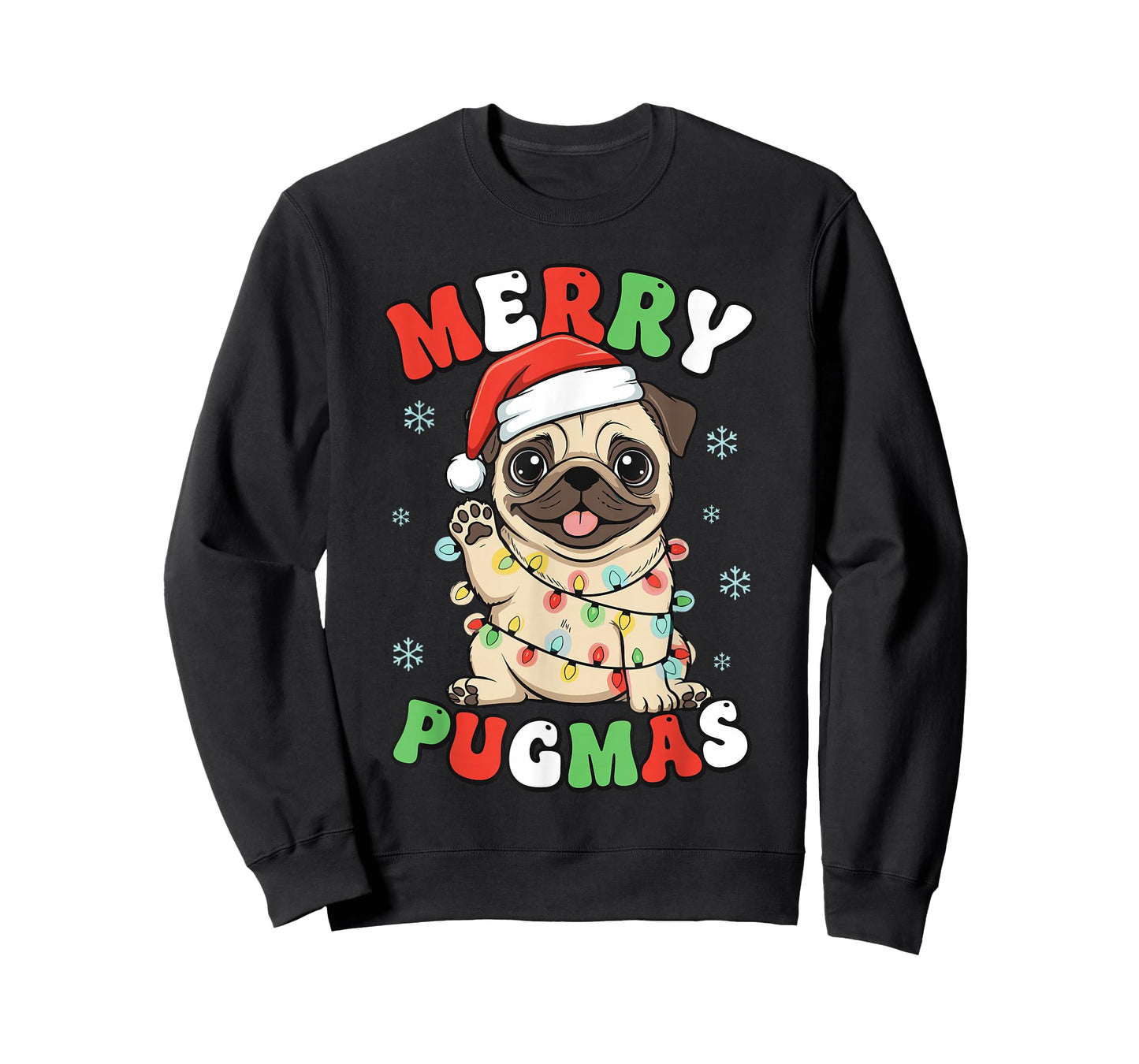 Pug Christmas Pajamas Shirt for Women, Funny Merry Pugmas T-Shirt