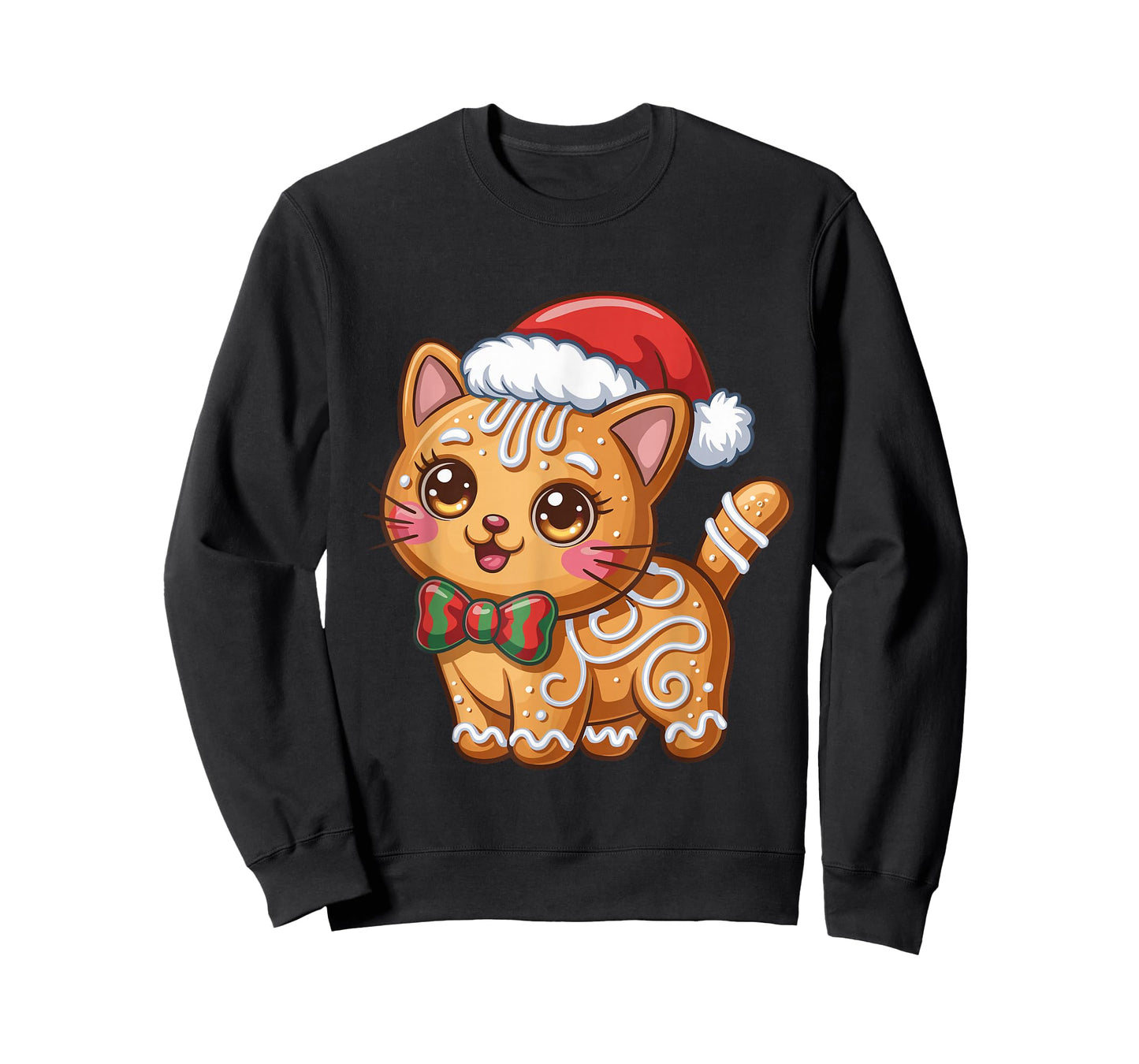 Gingerbread Cat Christmas Cat Lover Xmas T-Shirt