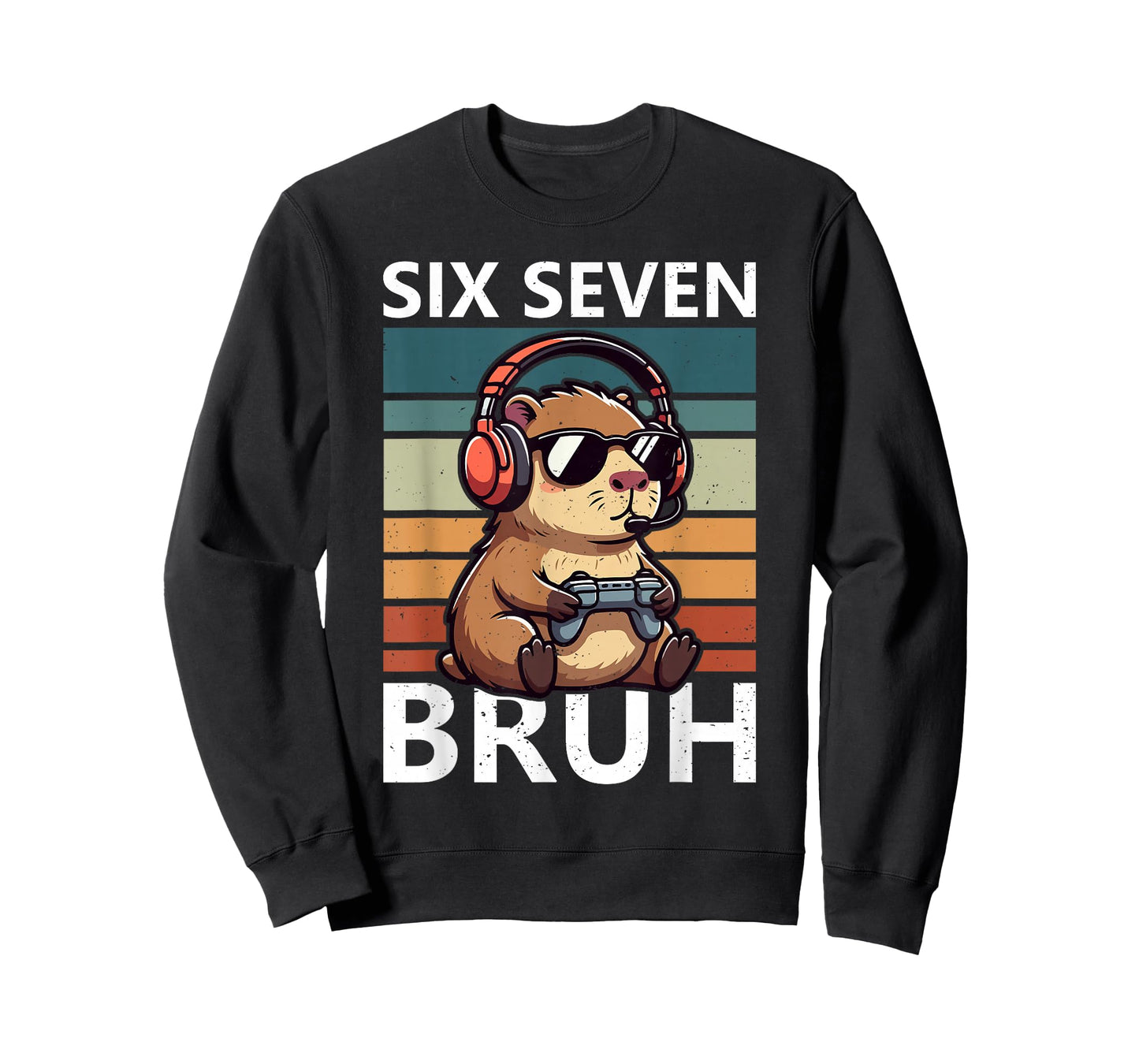 Six Seven Bruh 67 Meme Funny Capybara Retro Gaming Kids Boys T-Shirt