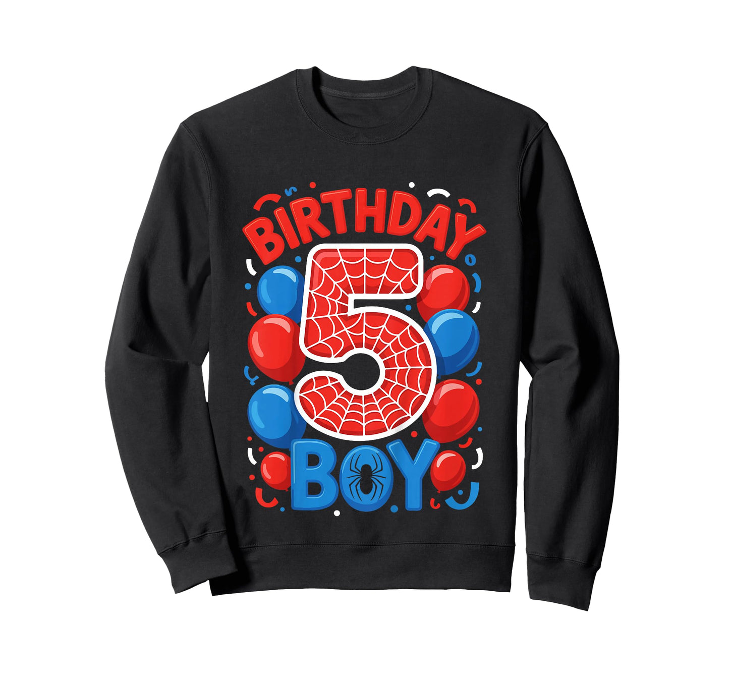 Kids 5th Birthday Spider Web 5 Year Old Boy Party T-Shirt