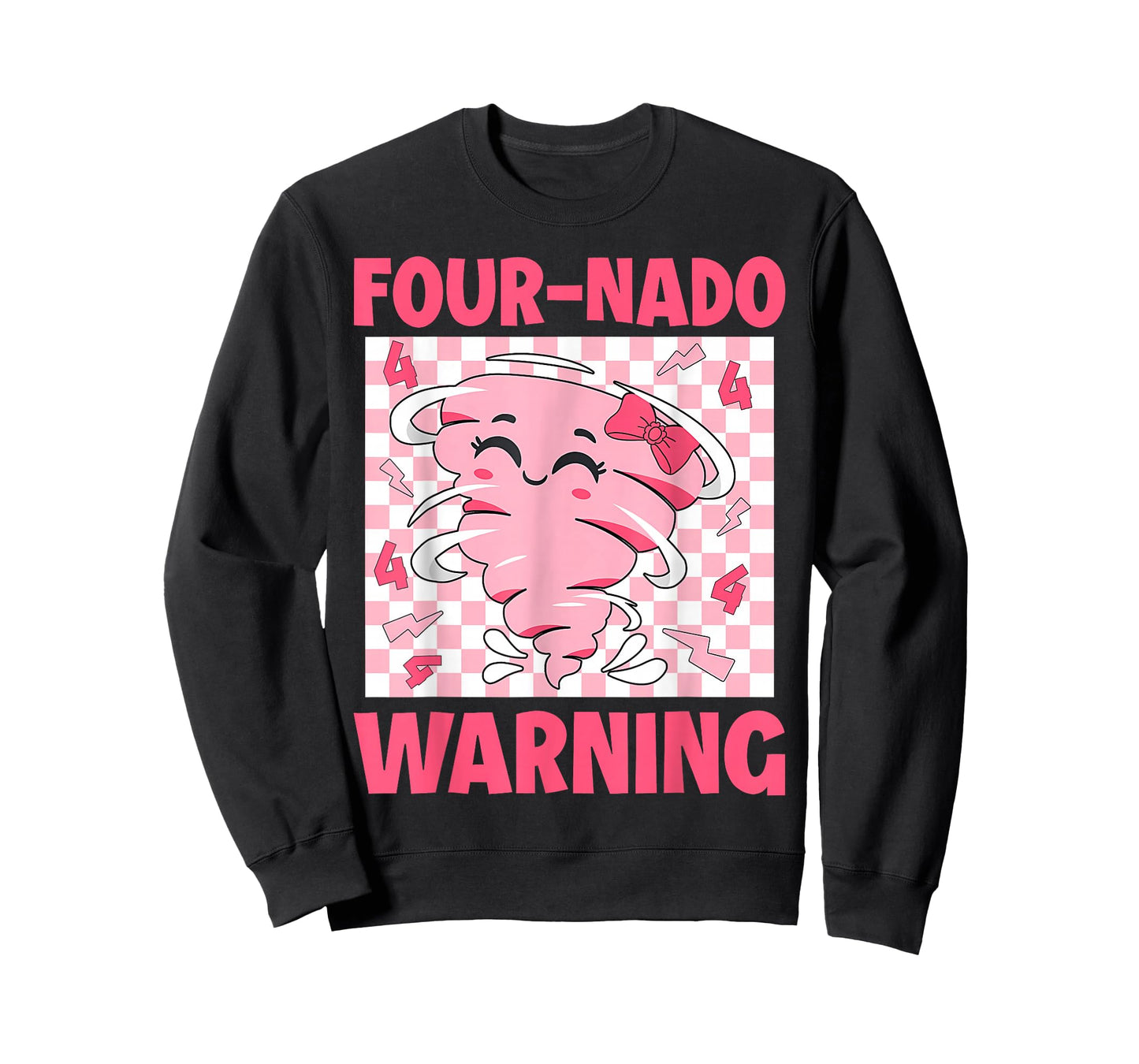 Four 4 Nado Warning Pink Tornado Themed Birthday Girls Kids T-Shirt