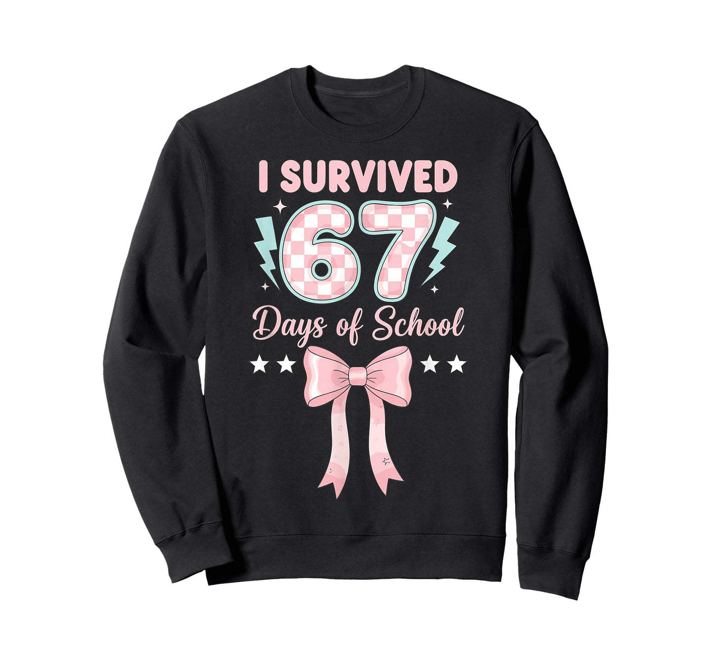I Survived 67 Days Coquette Pink Bow Six Seven Meme Girl T-Shirt