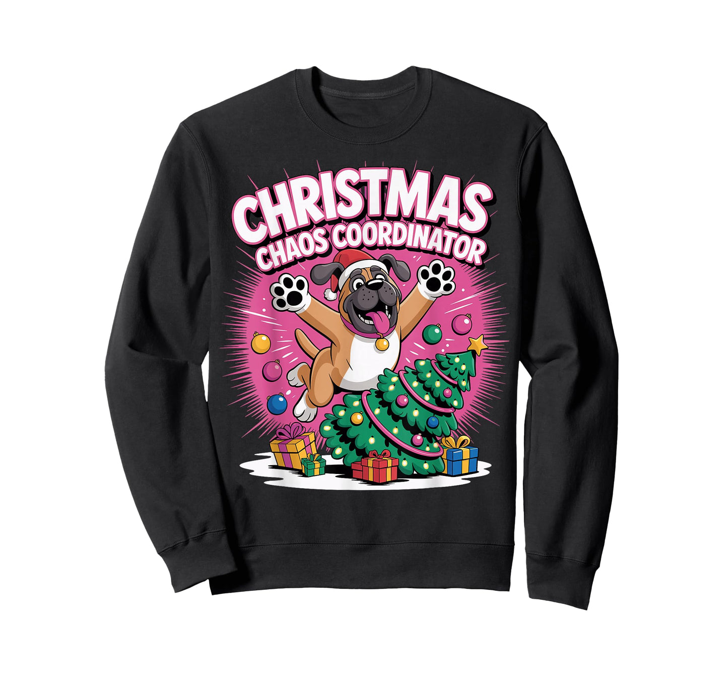 Christmas Chaos Coordinator Xmas Puppy Funny Mastiff T-Shirt