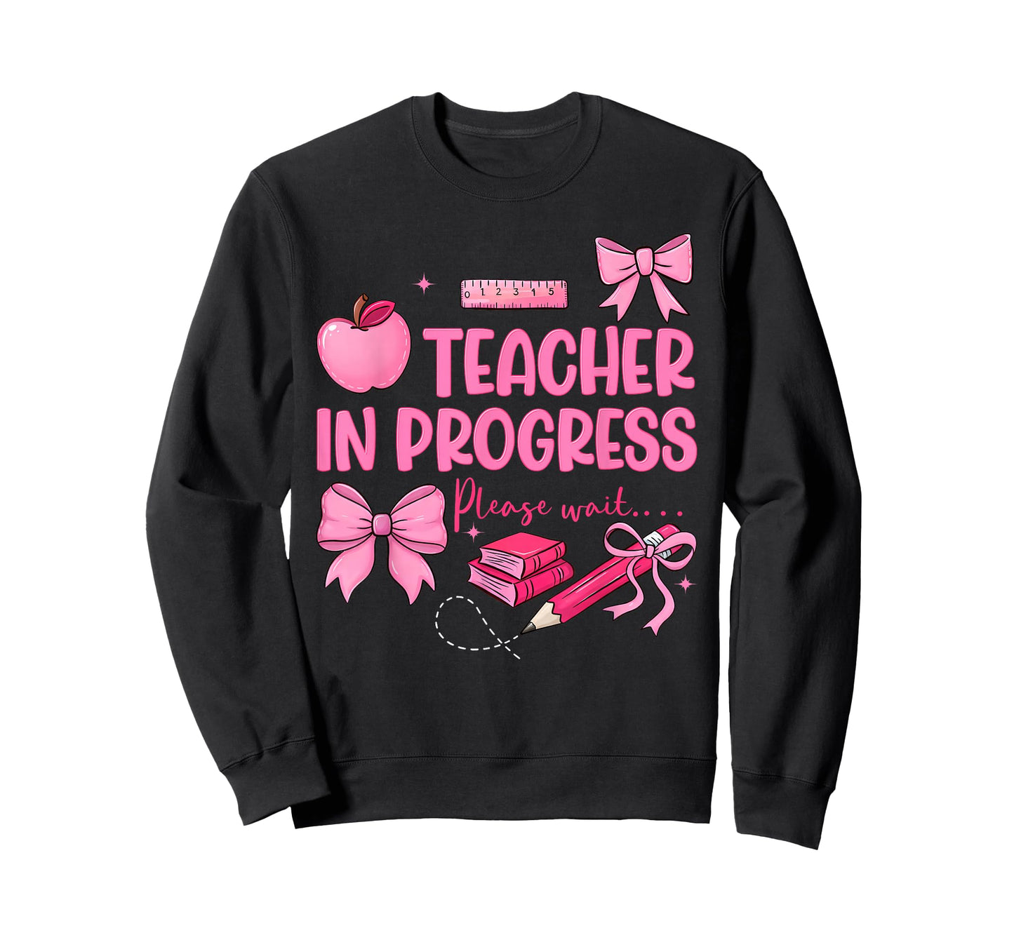 Women Teacher in Progress Cute Coquette Bow Future Teacher T-Shirt